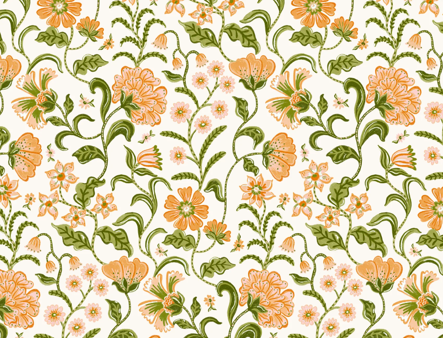 Blomstertapet i multiindisk stil