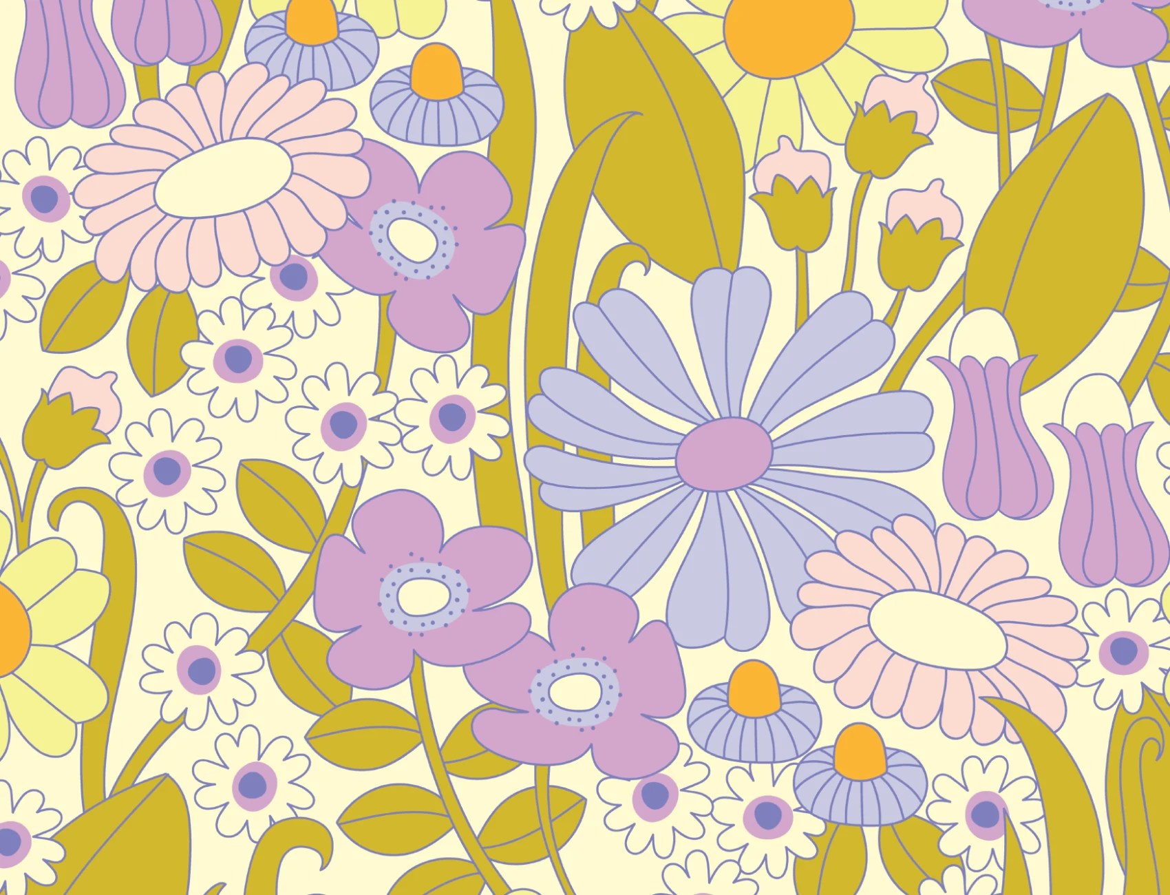 Elizabeth Olwen Fioletowa fototapeta Groovy Meadow