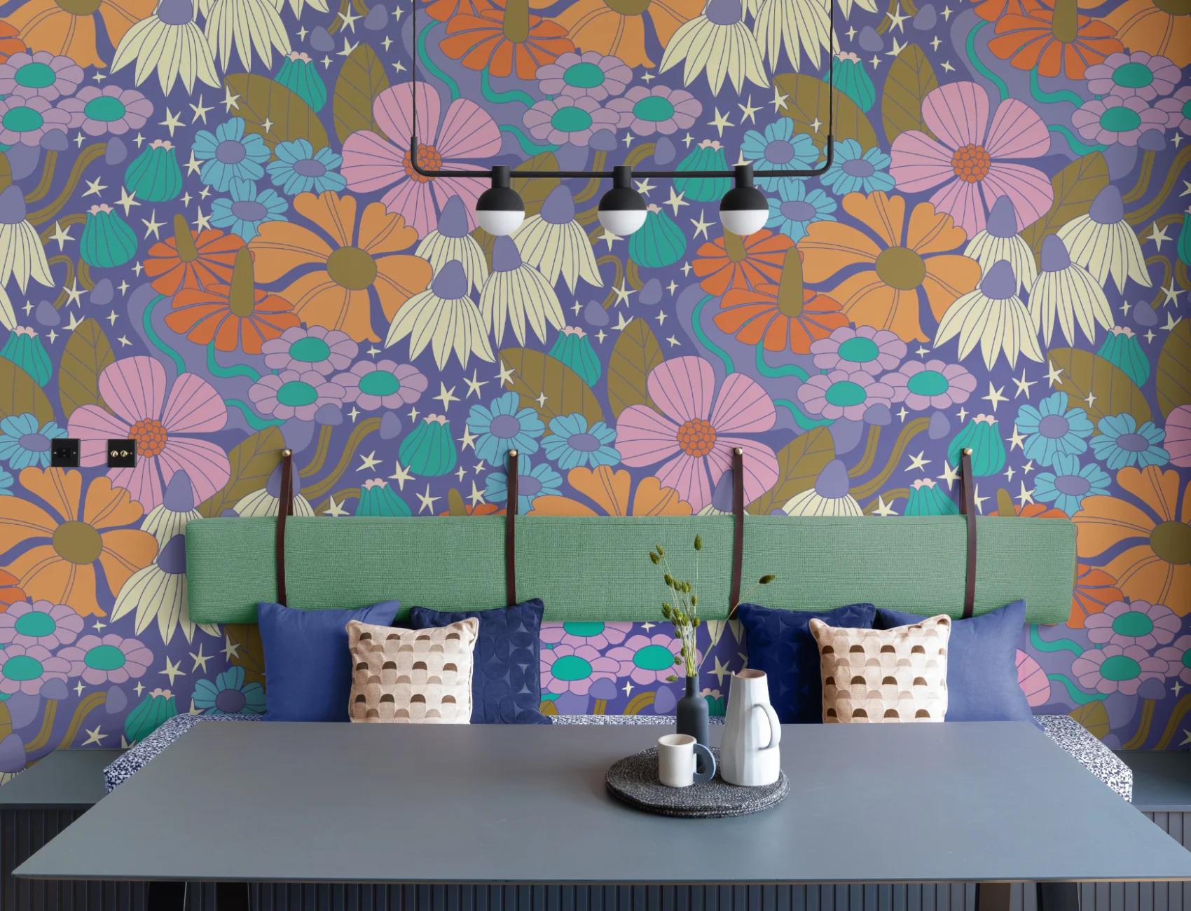 Elizabeth Olwen Cosmic Floral Purple Murale