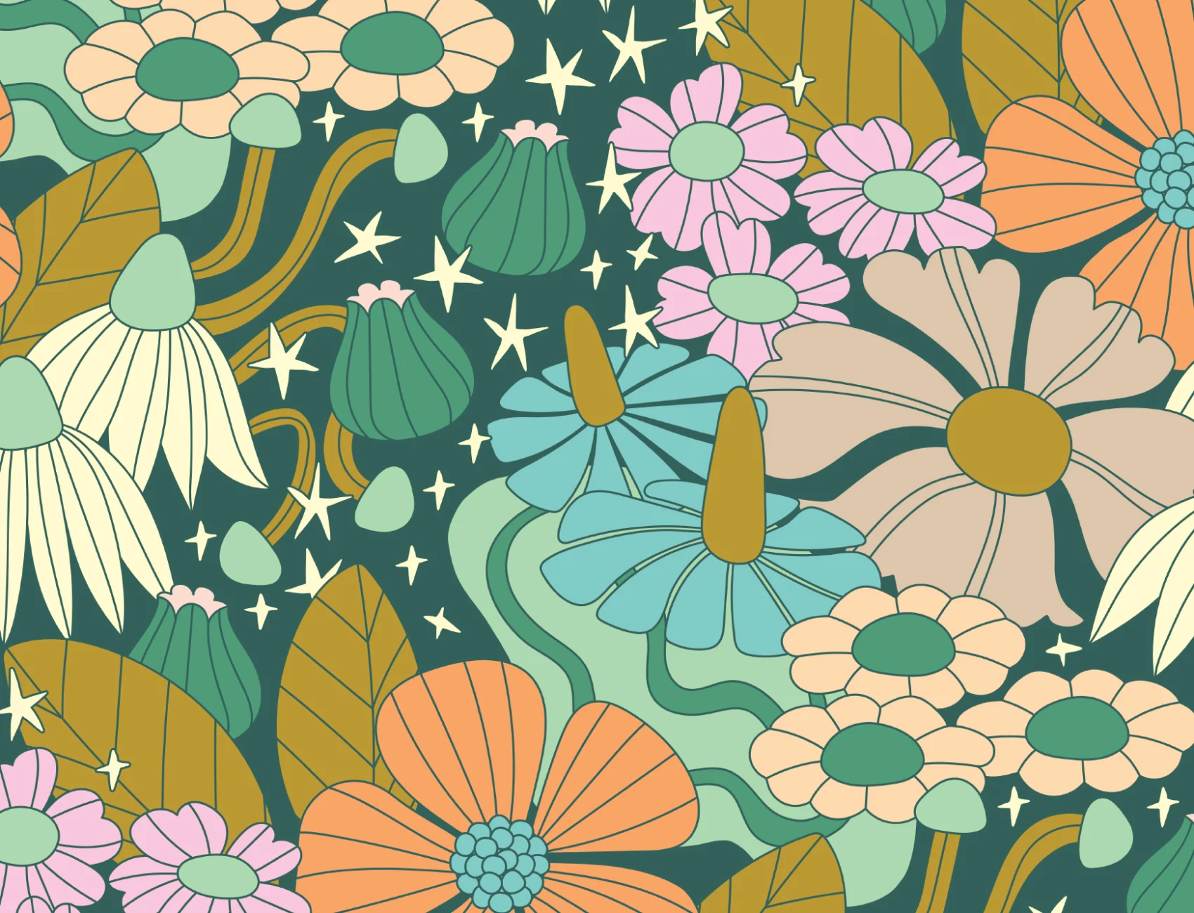 Elizabeth Olwen Cosmic Floral Multi Murale