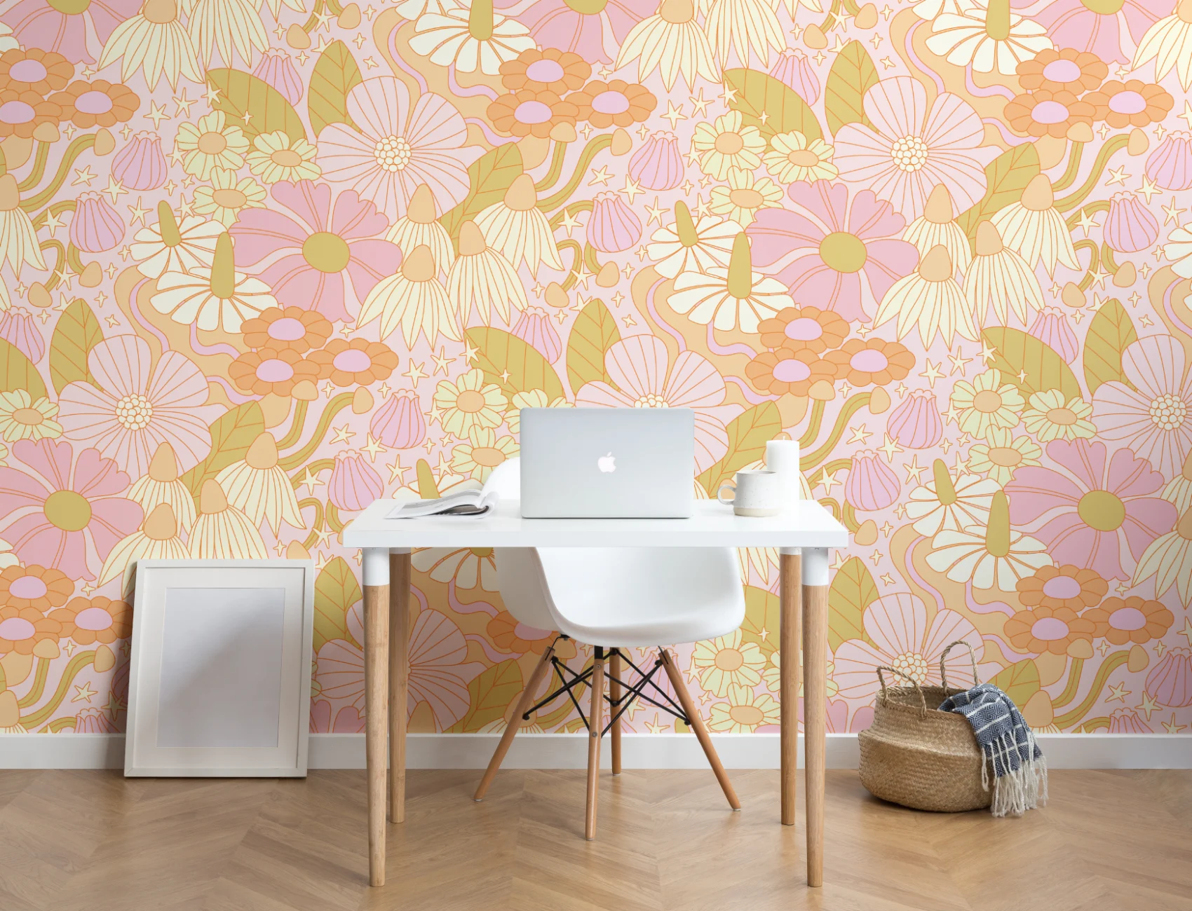 Elizabeth Olwen Mural Cósmico Floral Rosa