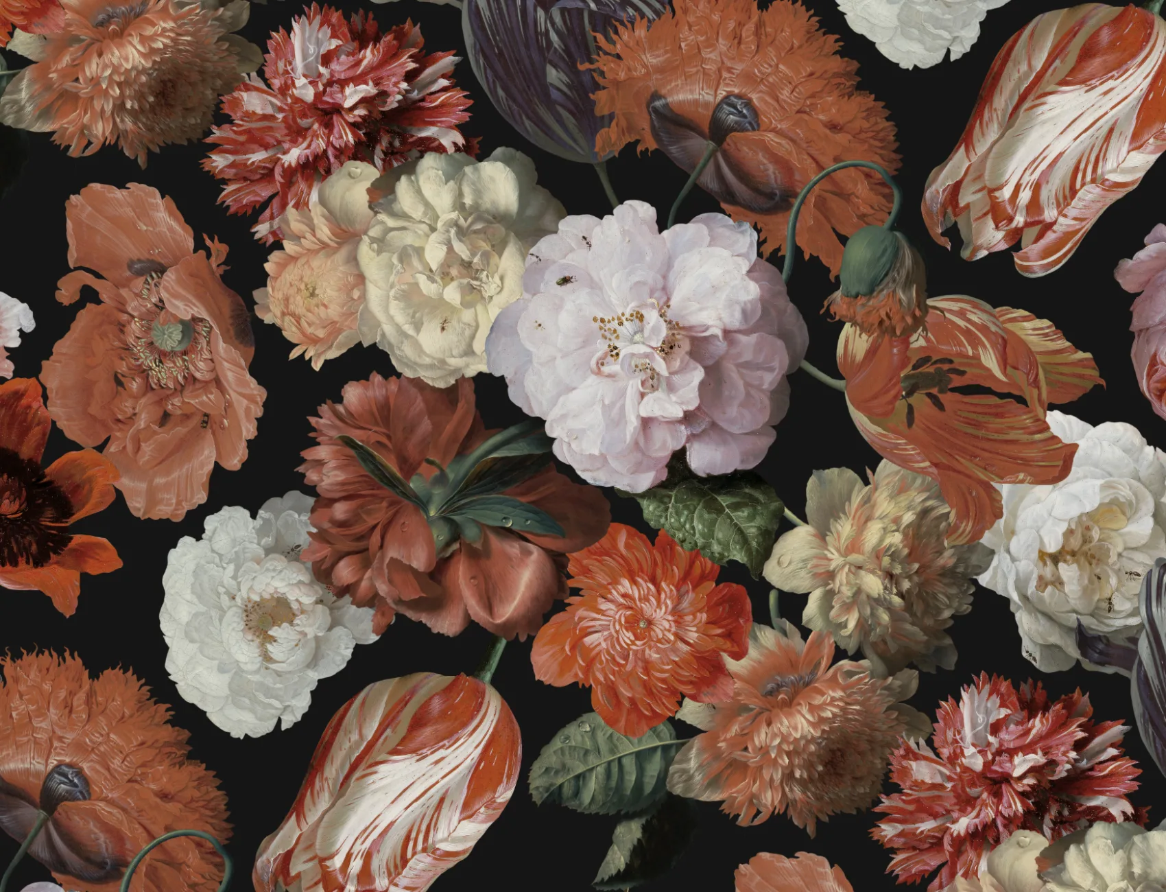 Rödmålad storskalig mural-tapeter med blommor