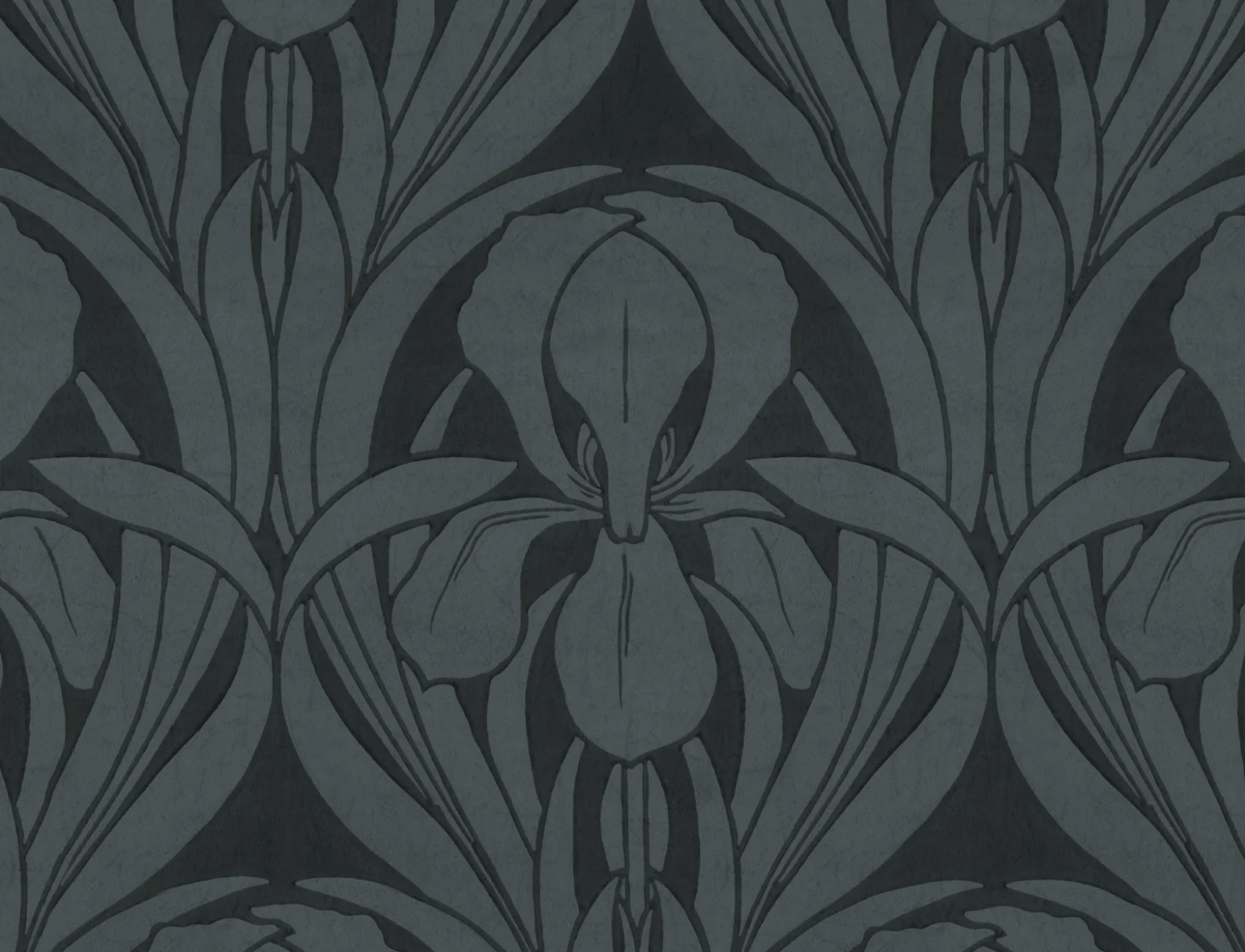 Navy Art Deco Wood Block Iris Mural