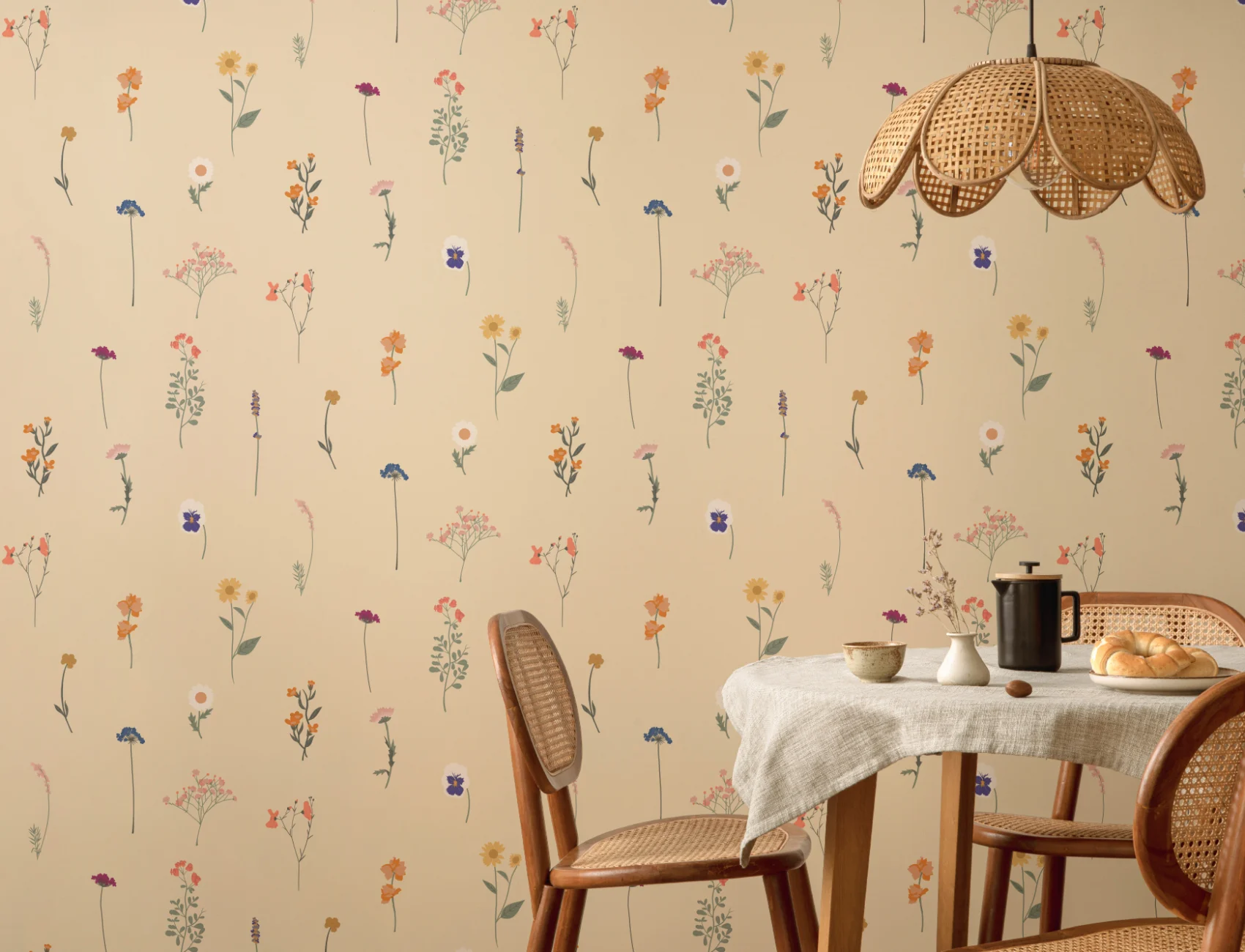 Yellow Pressed Flower Wallpaper
