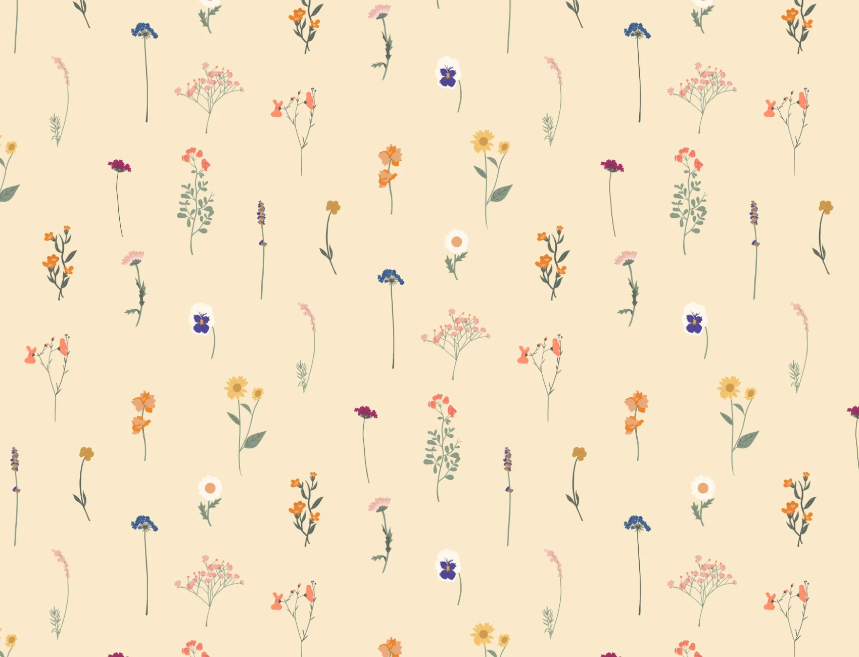 Yellow Pressed Flower Wallpaper