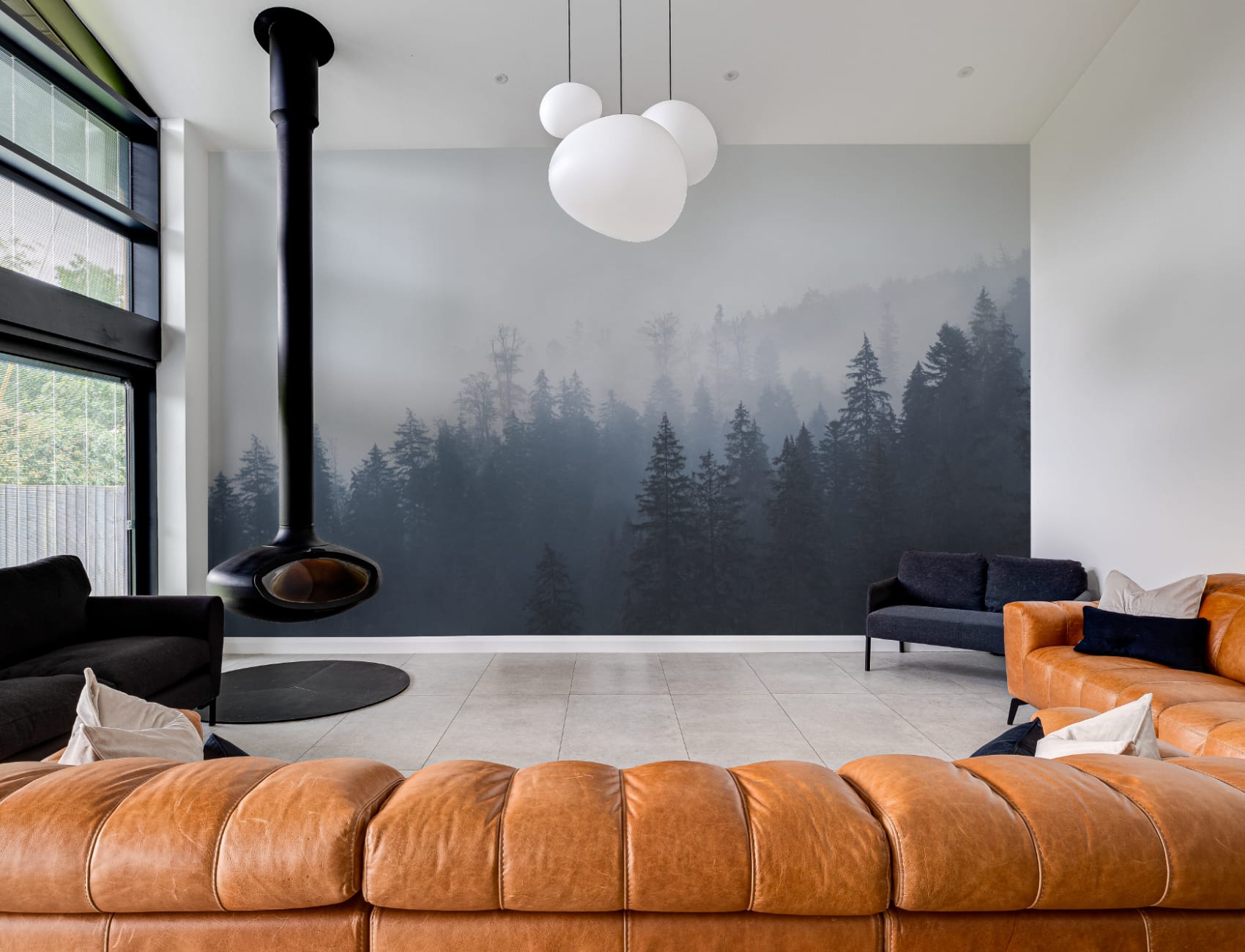 Misty Blue Ombre Forest Wallpaper Mural
