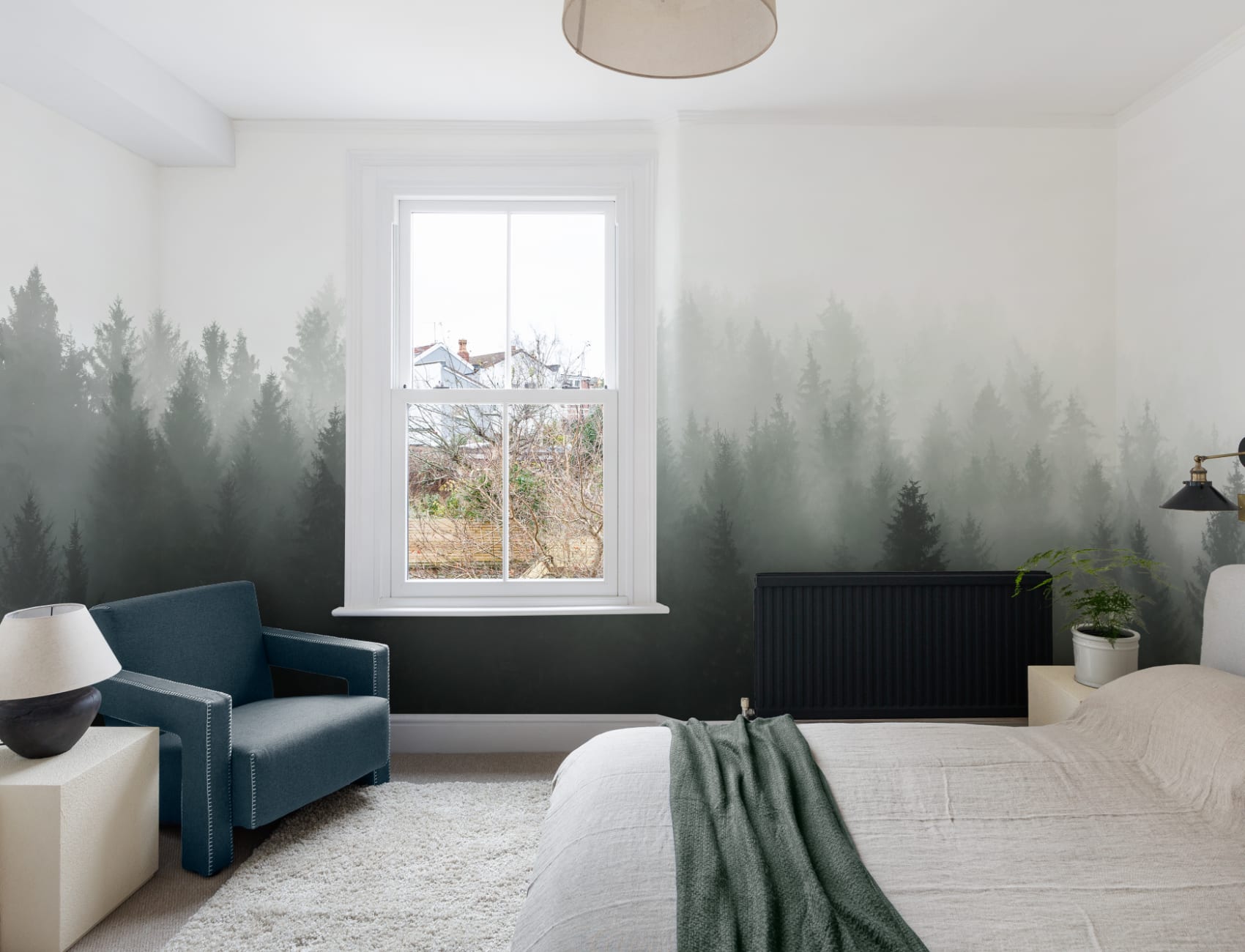 Deep Green Ombre Forest Wallpaper Mural