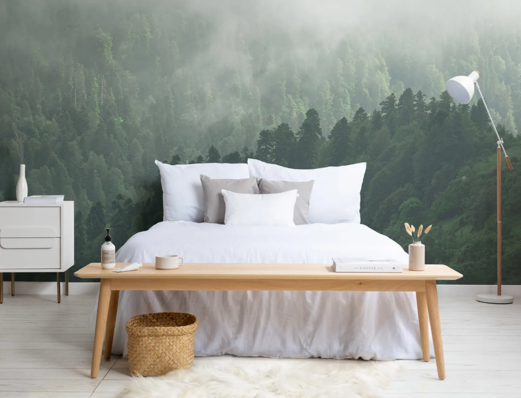 Misty Valley Forest Wallpaper Mural