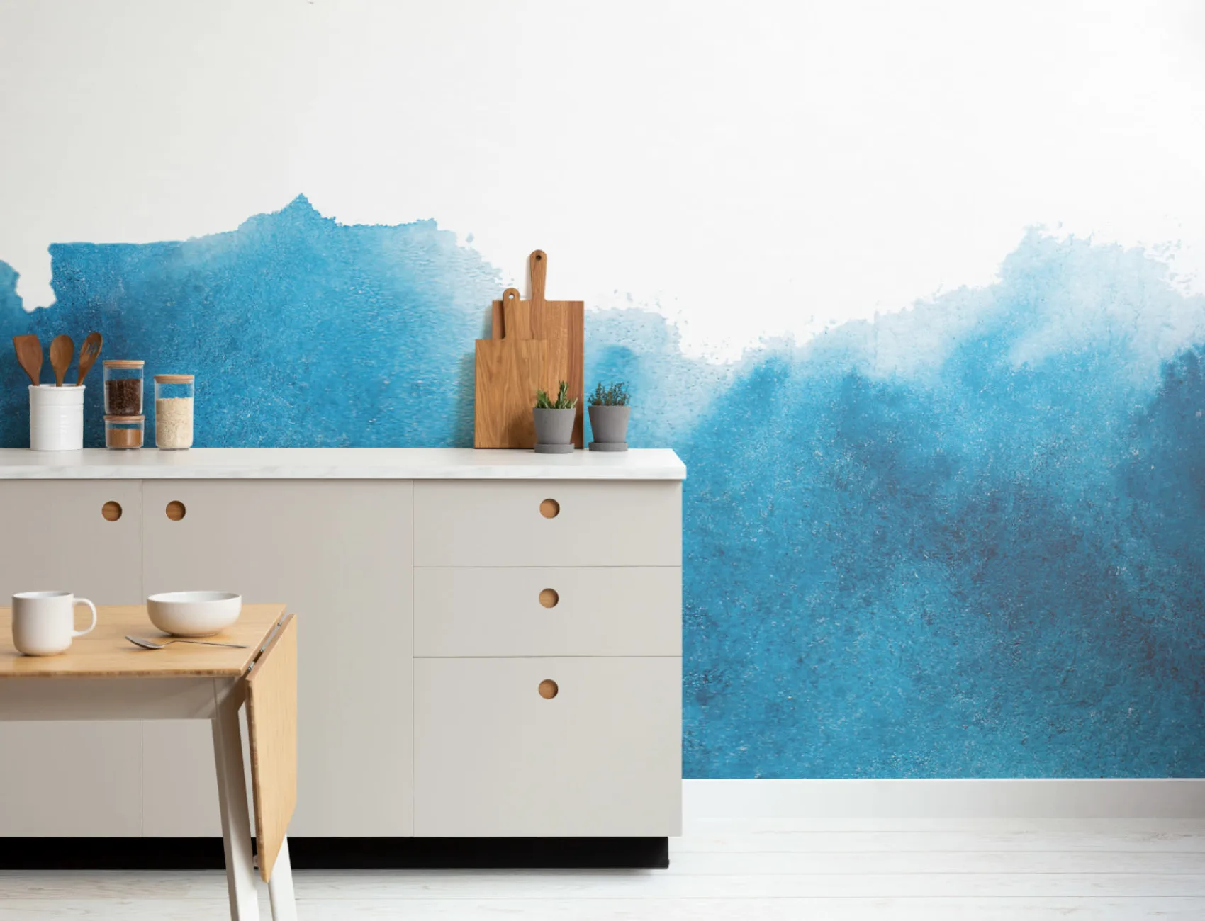 Papier Peint Panoramique Peinture Dégradée Bleu Grunge