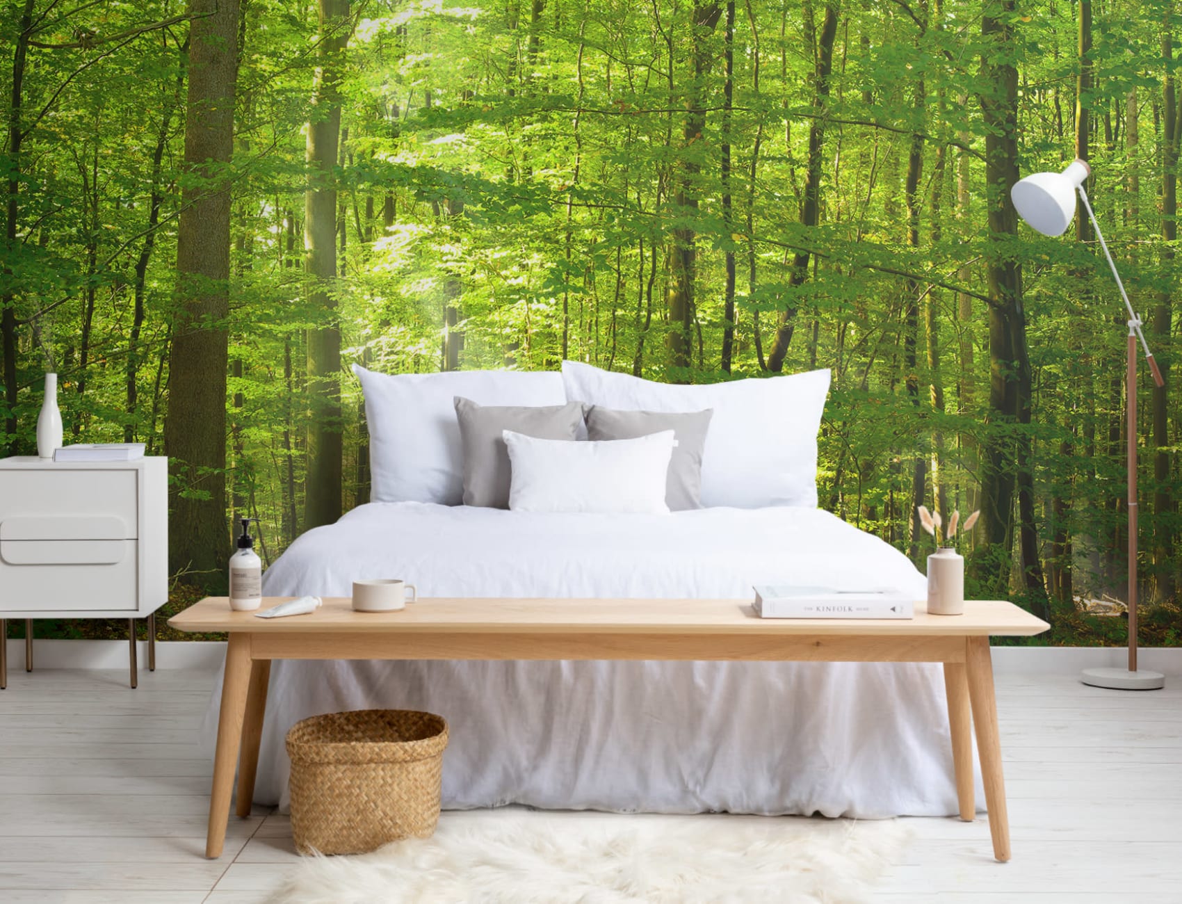 Green Light Forest Wallpaper Mural