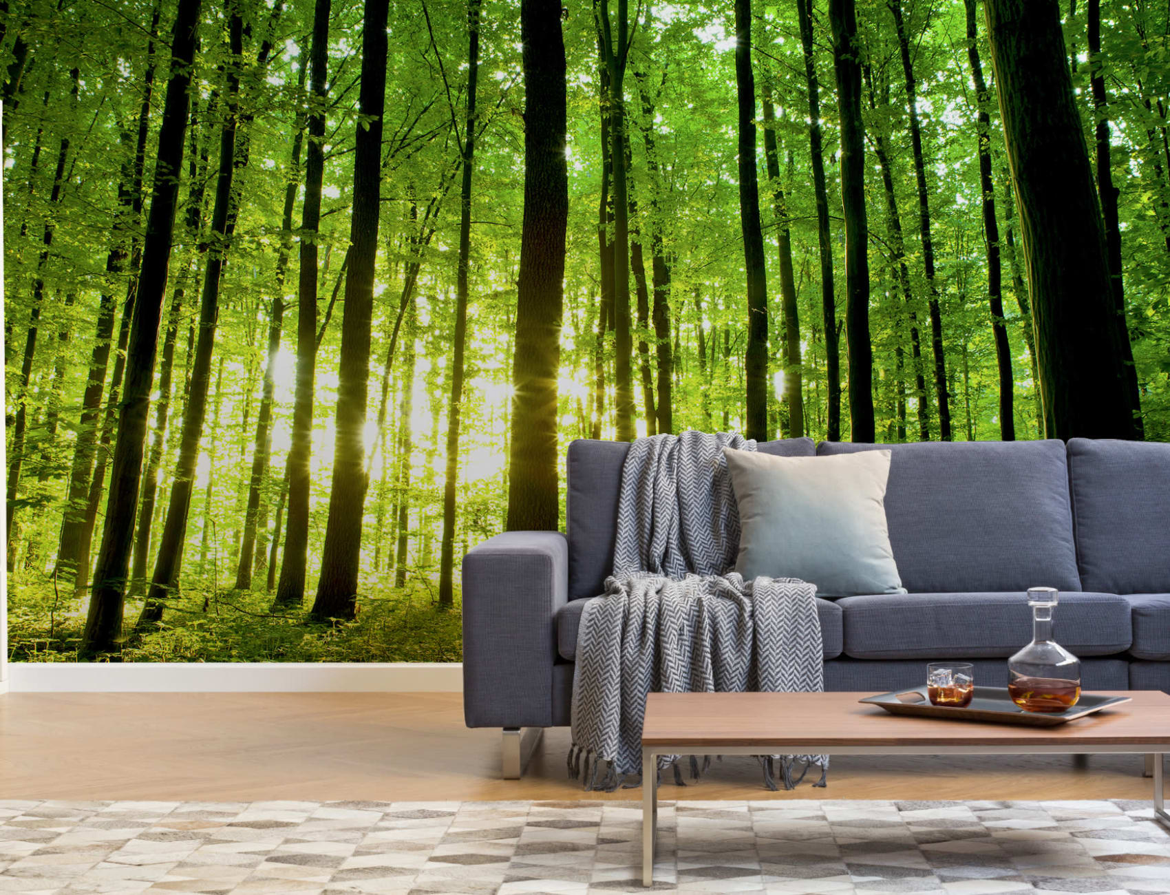 Breaking Light Green Forest Wallpaper Mural