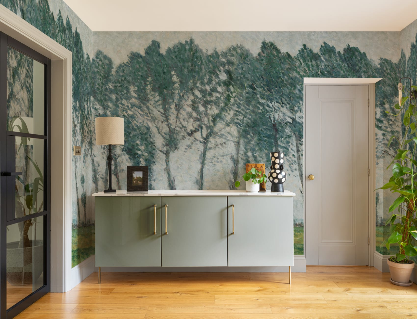 Green Abstract Forest Mural