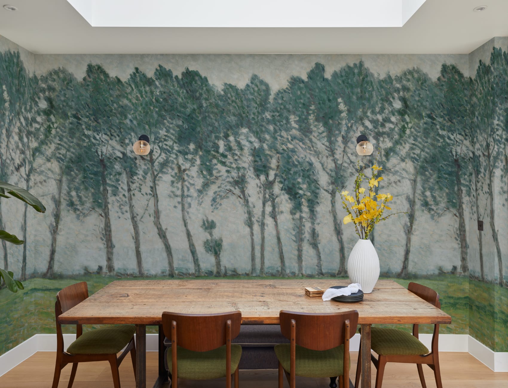Green Abstract Forest Mural