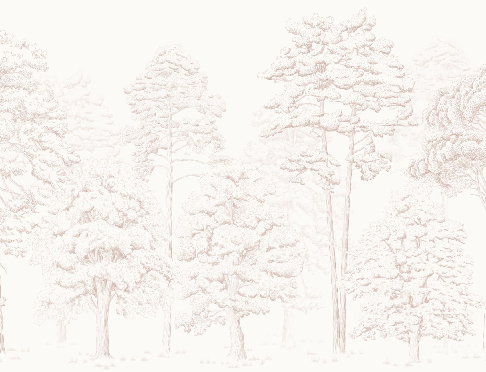 Pink Illustrated Forest Wallpaper Mural