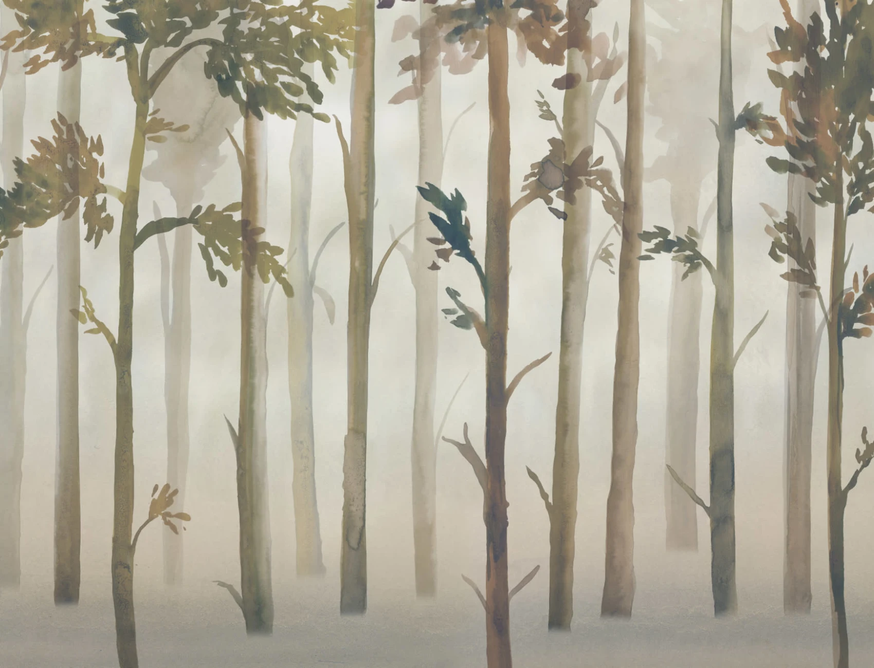 Painted Watercolor Forest Wallpaper Mural
