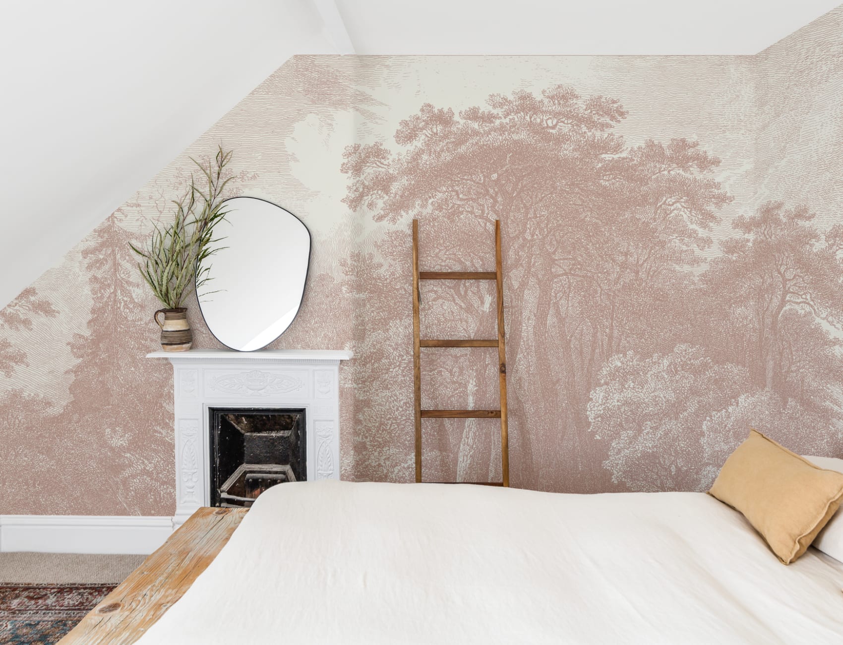 Pink Vintage Forest Wallpaper Mural
