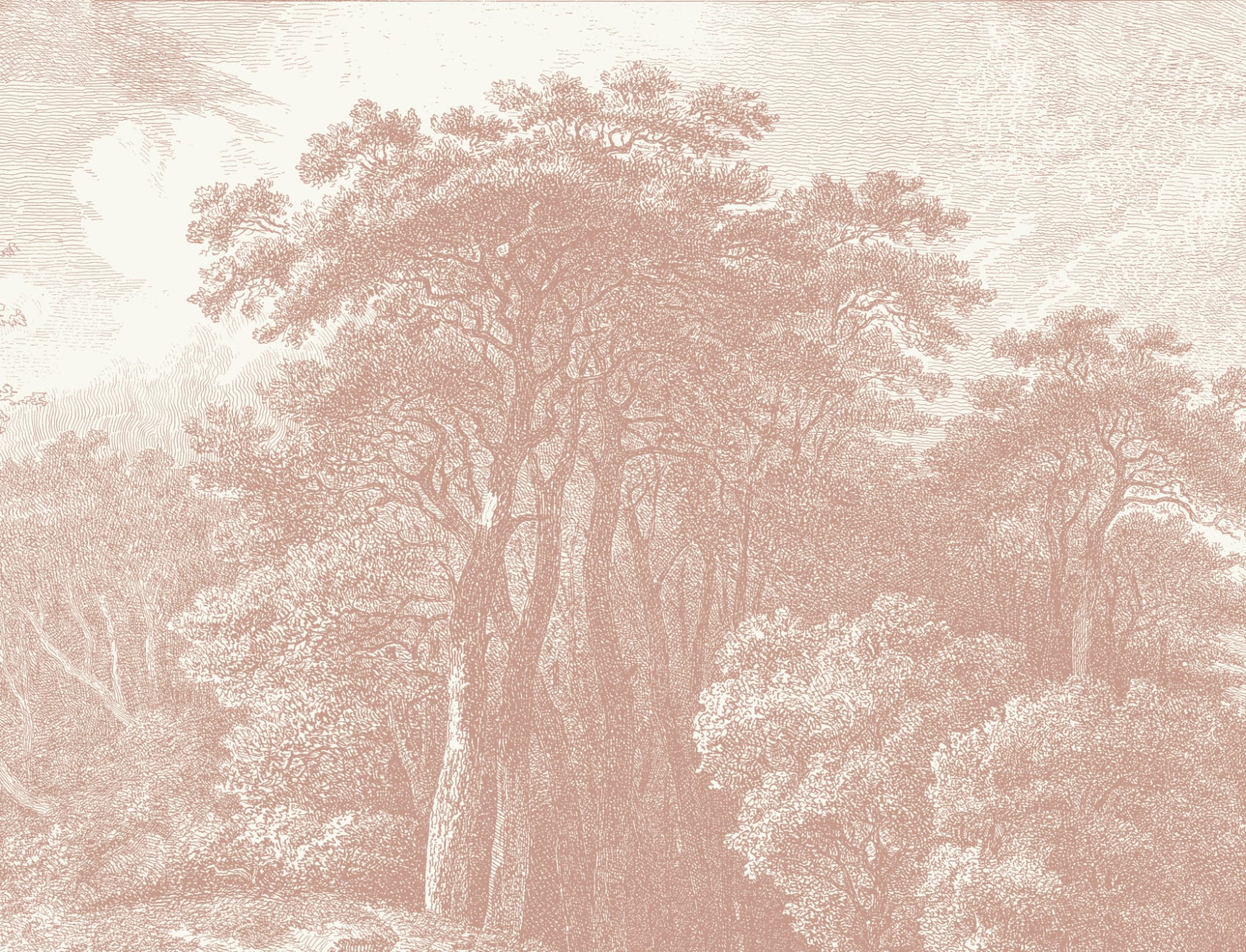 Pink Vintage Forest Wallpaper Mural