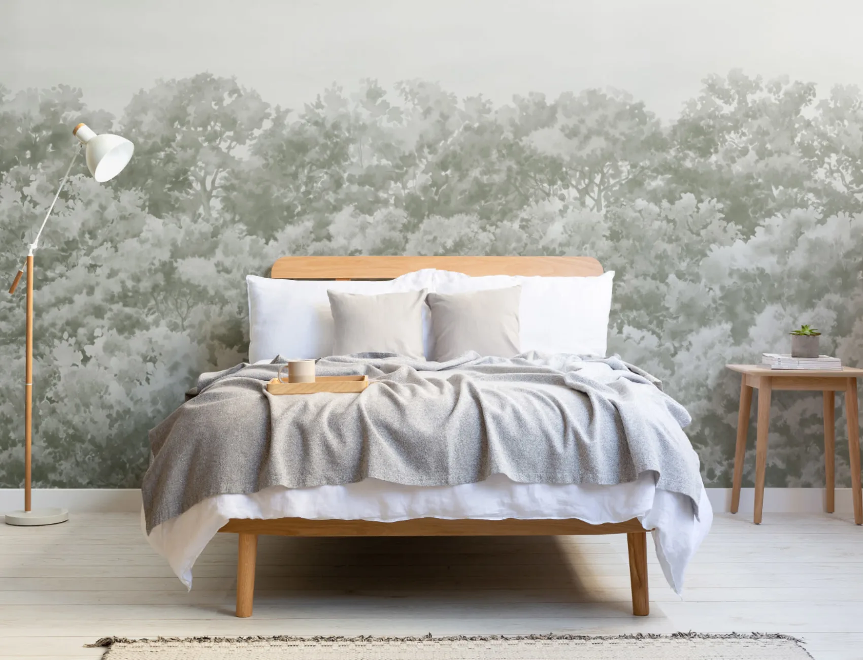 Sage Green Buttonwood Trees Forest Wall Mural
