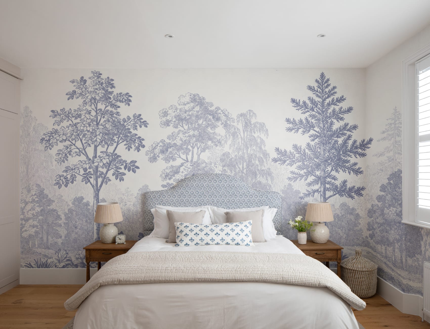 Blue Vintage Forest Nature Mural For Serene Spaces