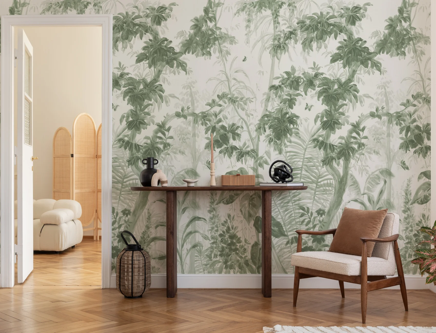 Green Sanctuary Jungle Botanical Wallpaper Mural