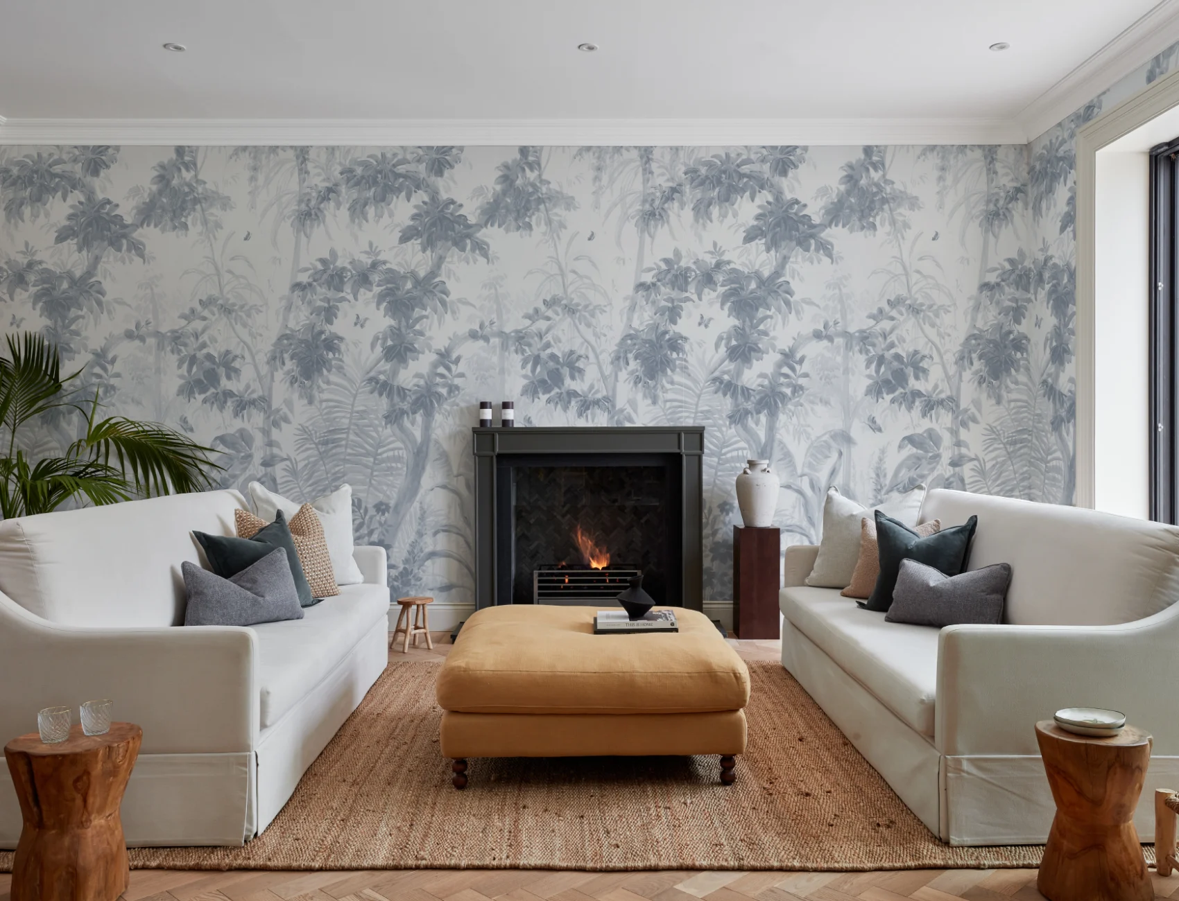 Blue Sanctuary Tropical Jungle Mural for Serene Escapes