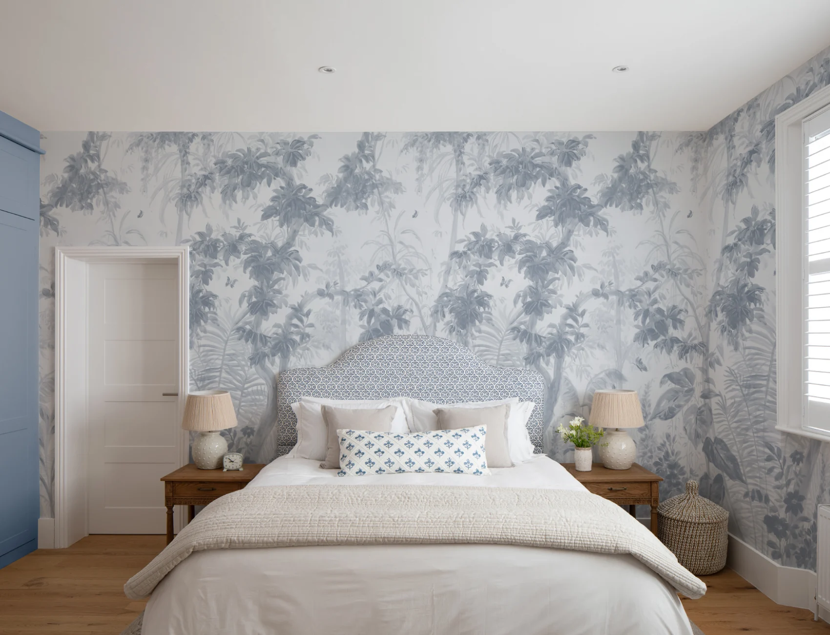 Blue Sanctuary Tropical Jungle Mural for Serene Escapes