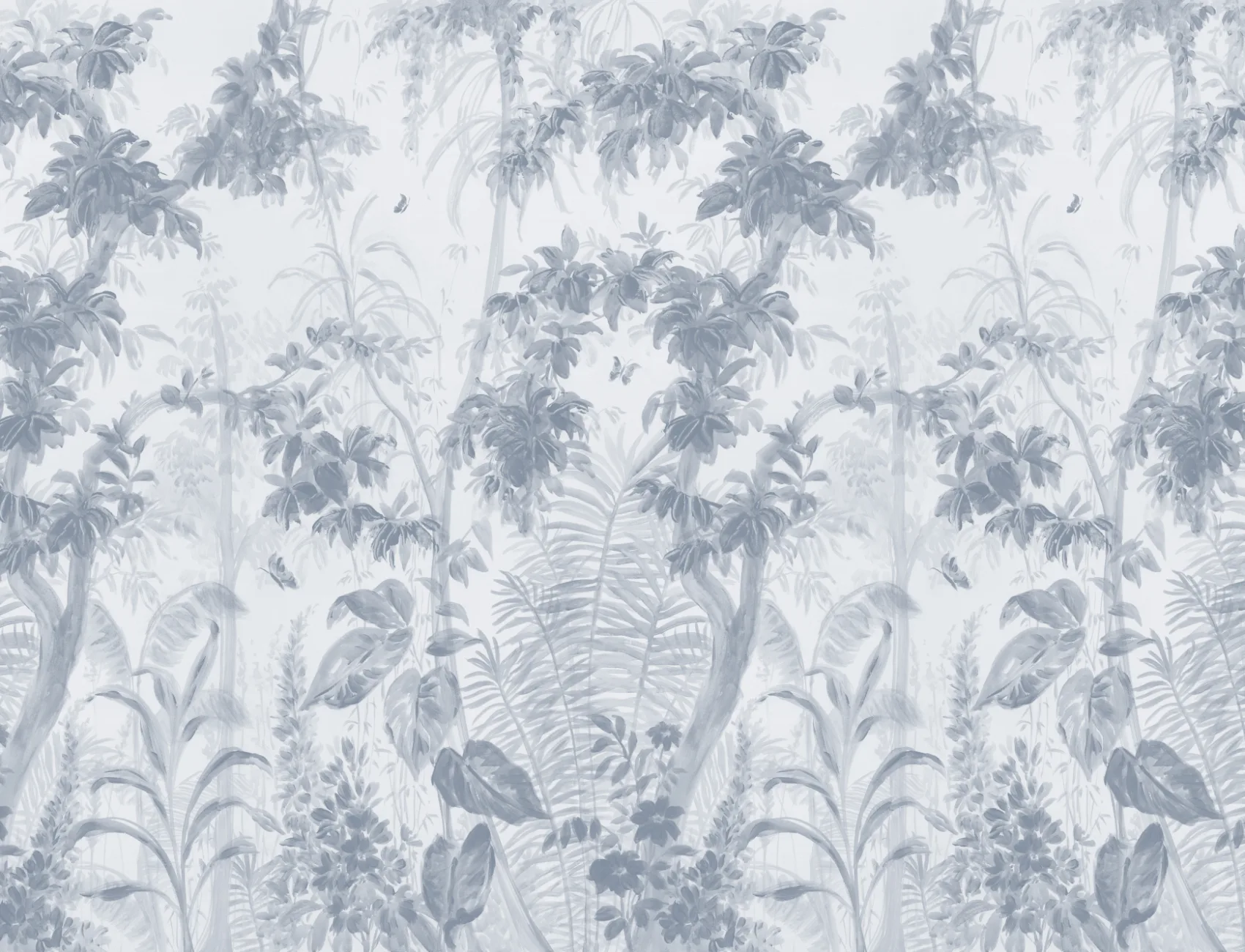 Blue Sanctuary Tropical Jungle Mural for Serene Escapes