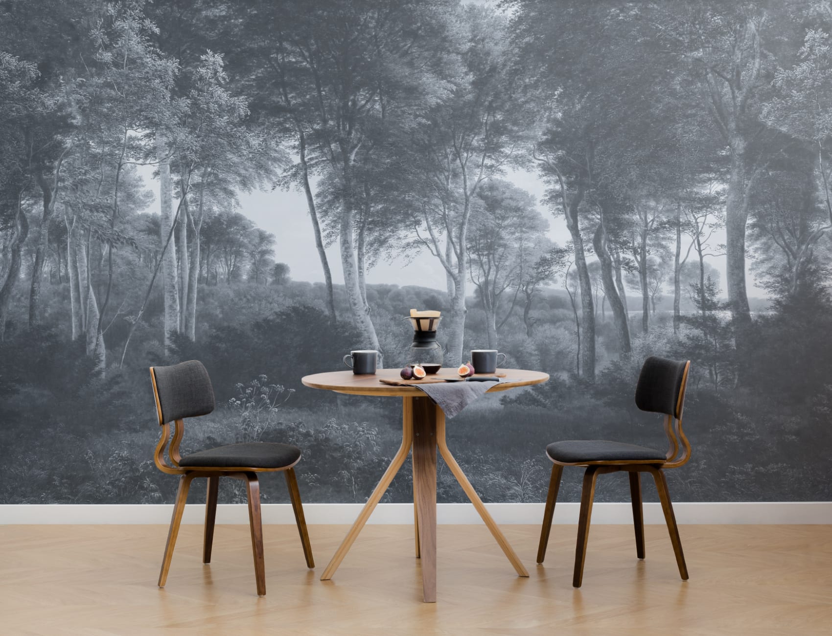 Blue Forest Landscape Painting Mural