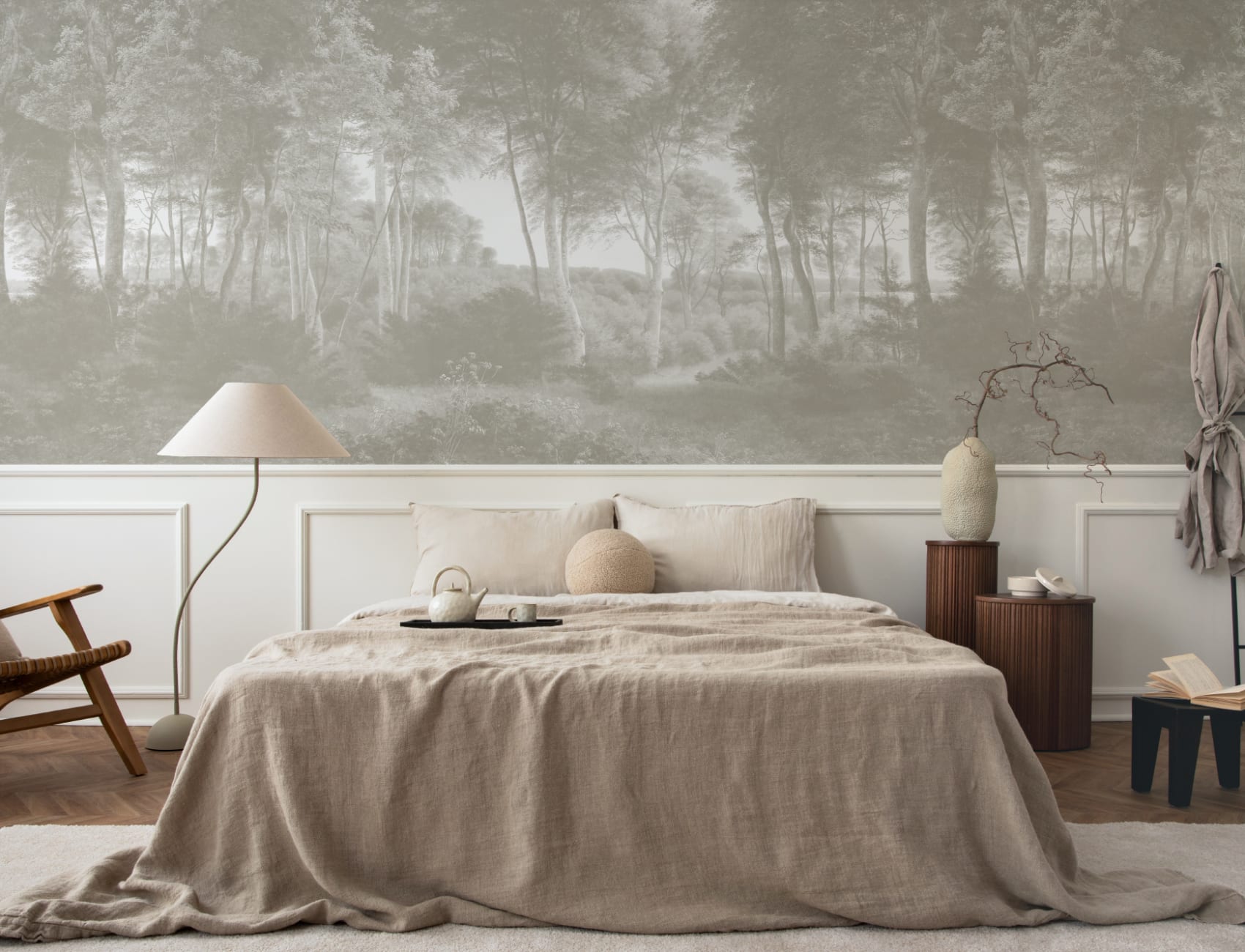 Neutral Forest Landscape Painting Mural