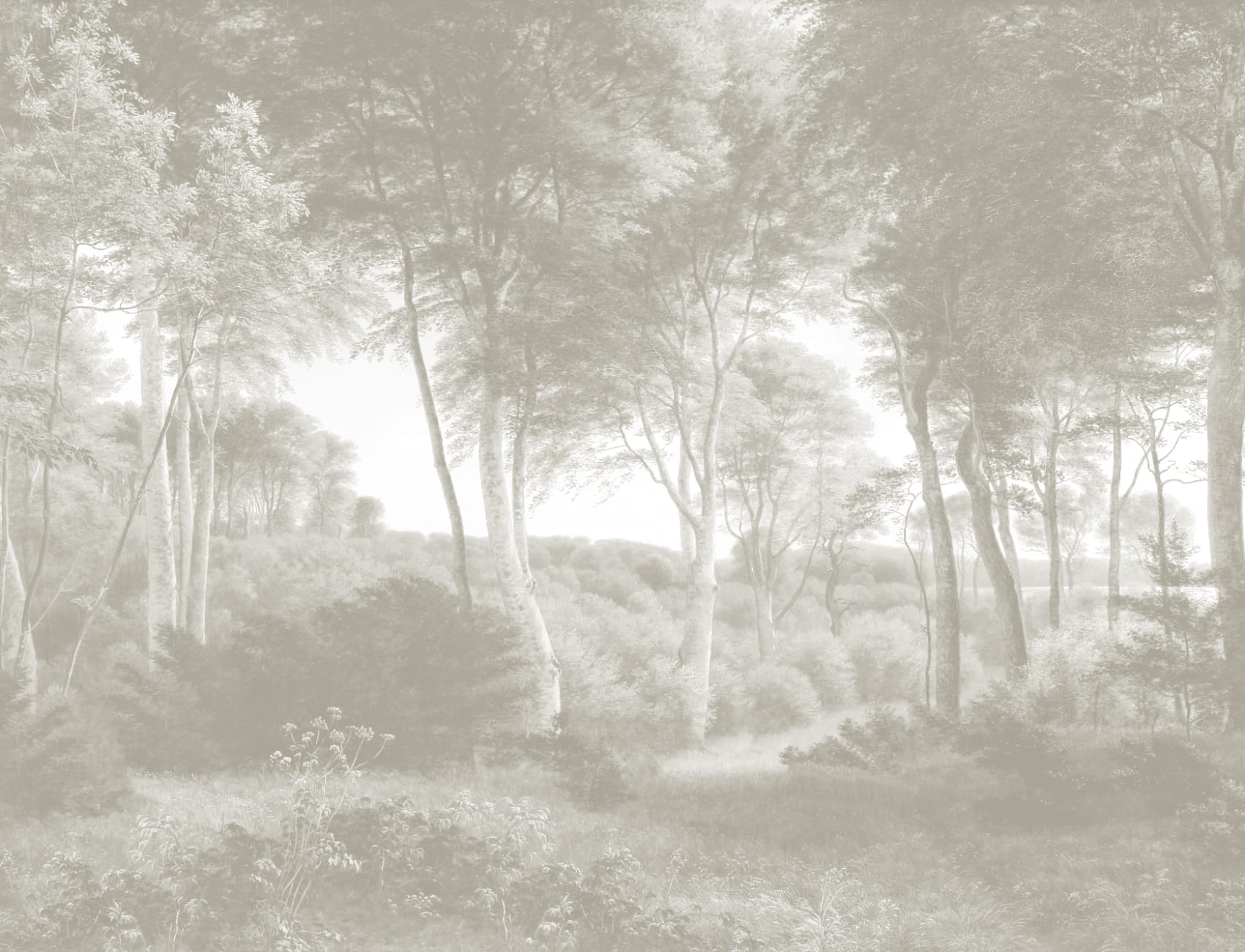 Neutral Forest Landscape Painting Mural