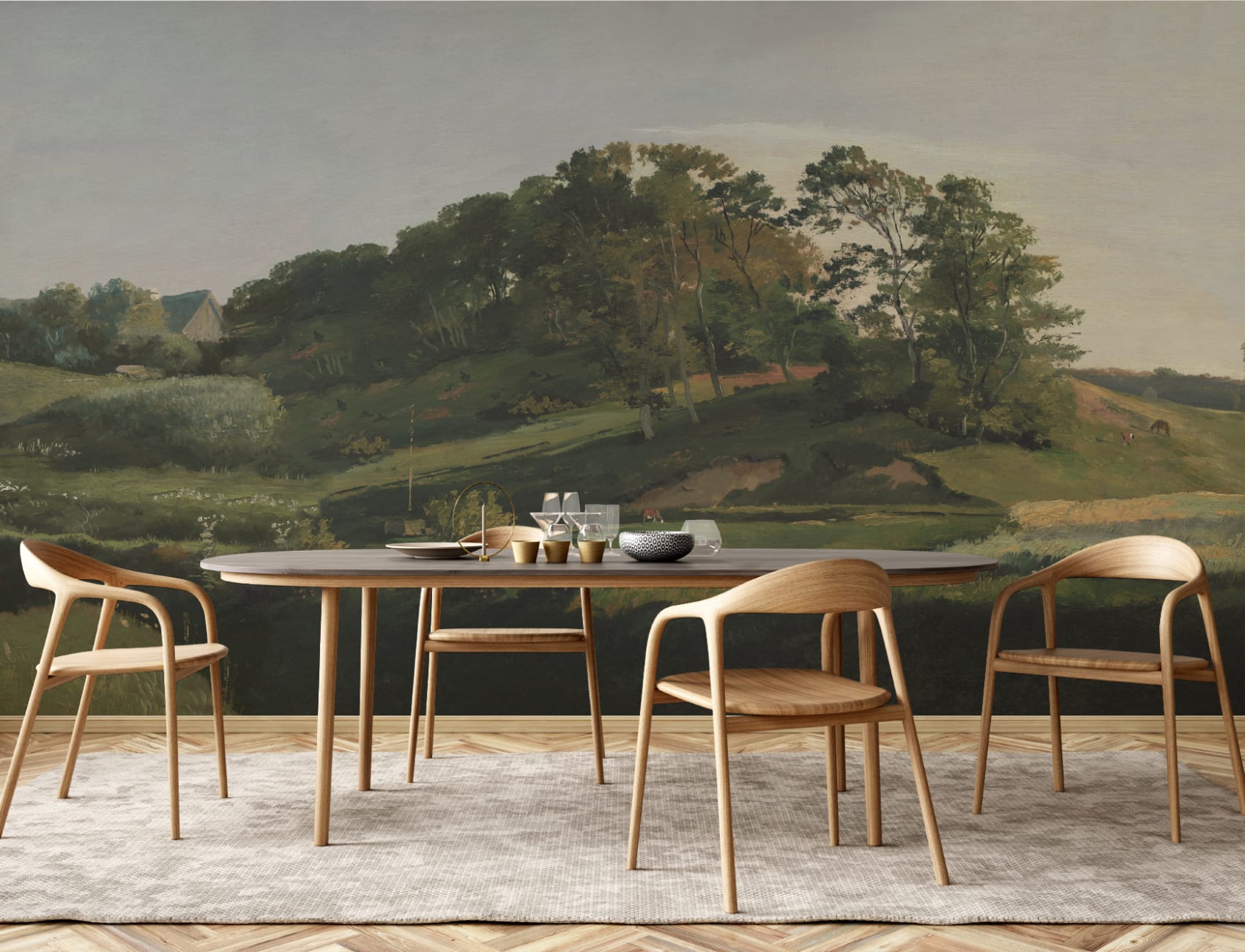 Danish Hills Landscape Painting Mural