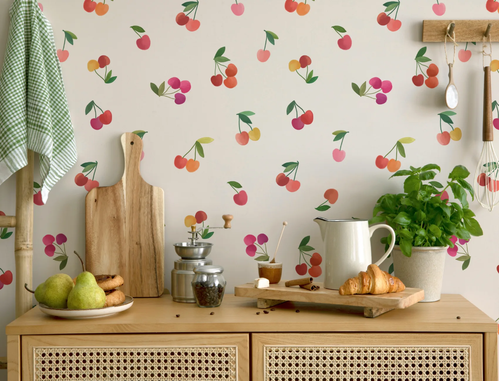 Bright Pastel Cherries Wallpaper
