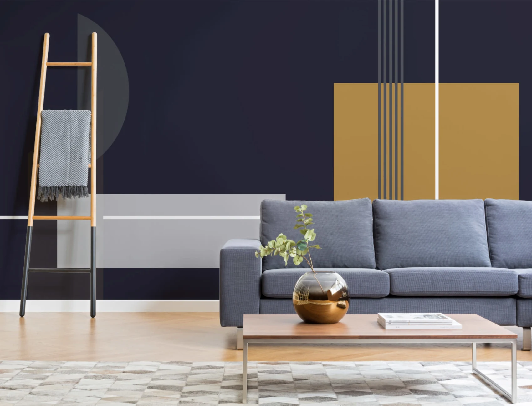 Mid Century Modern neliöt geometrinen kuvatapetti