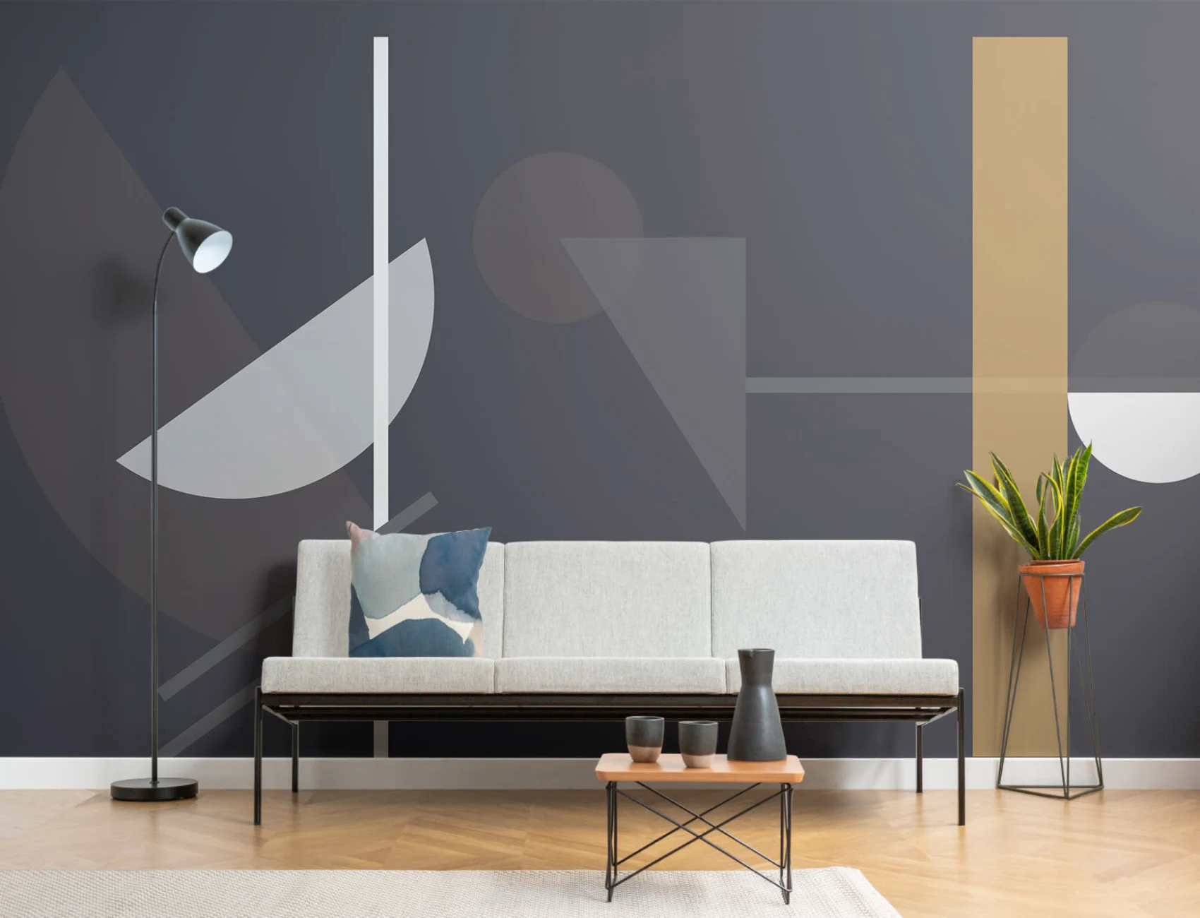 Mid Century Modern Tumma muodot geometrinen kuvatapetti