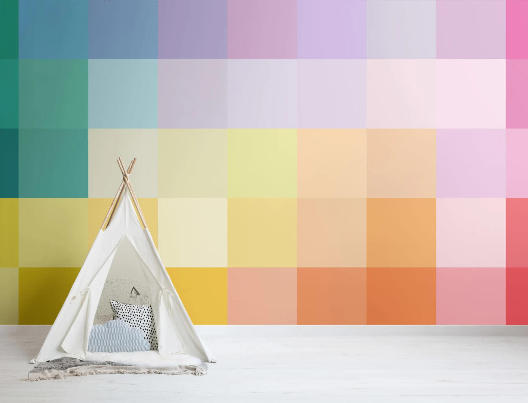 Large Multi-Colored Squares Pixel Style Wallpaper Mural