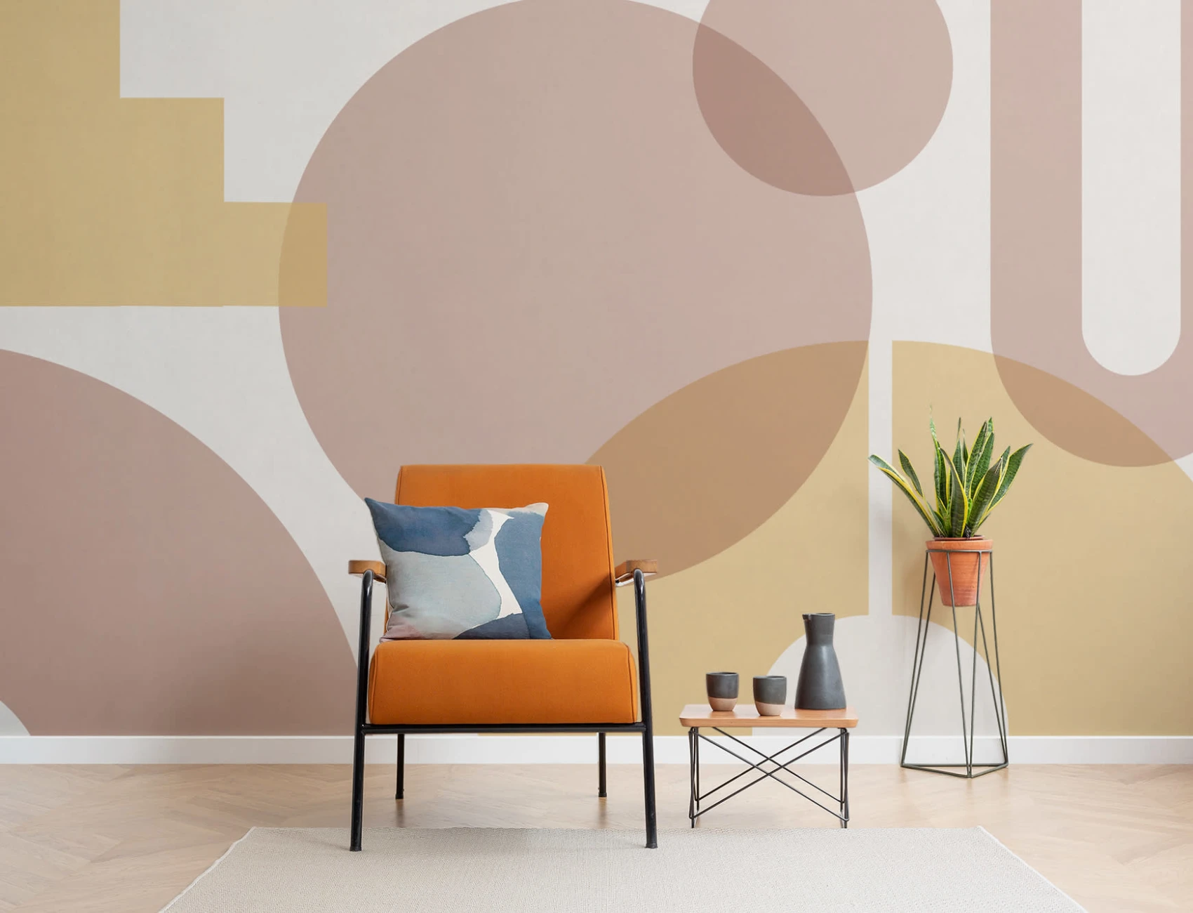 Bej forme geometrice moderne Bauhaus Wallpaper Mural