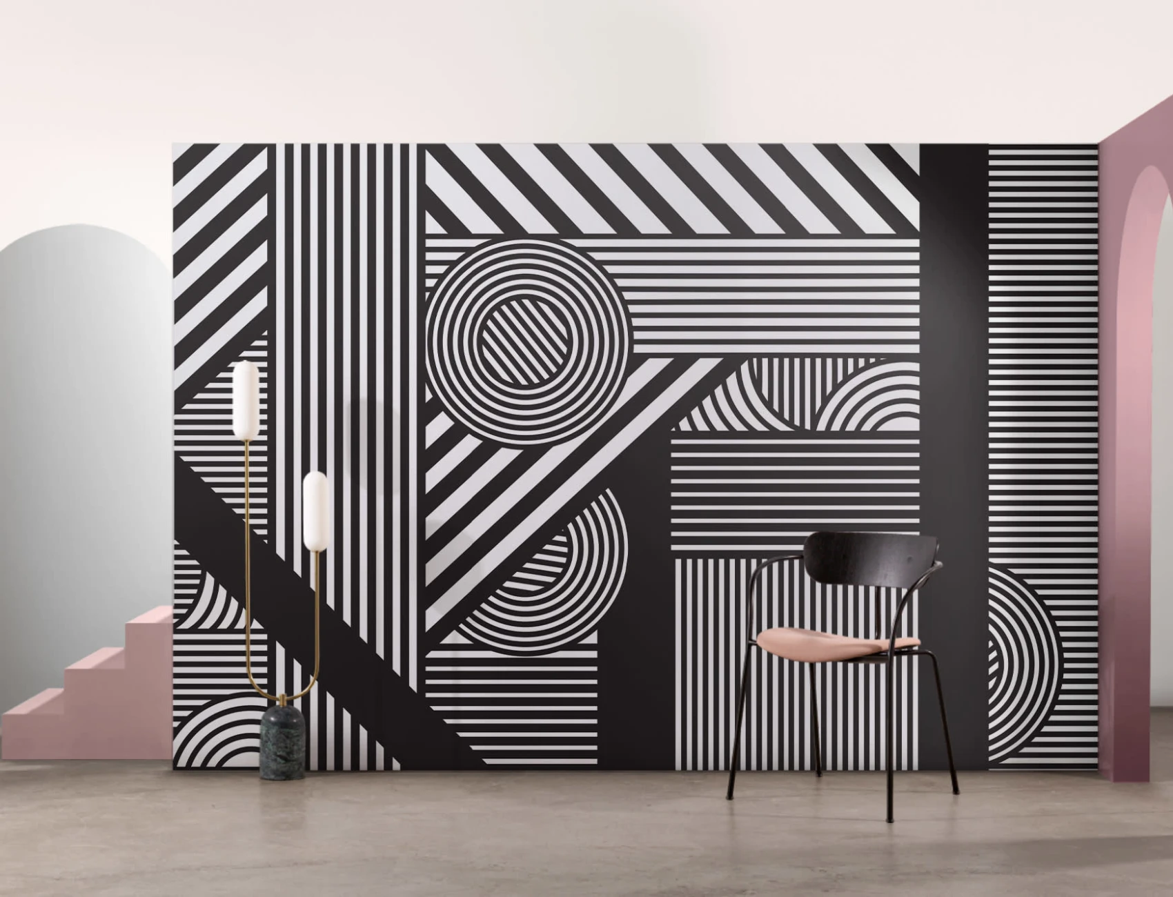 Oriz Geometric Black & White Wallpaper Mural