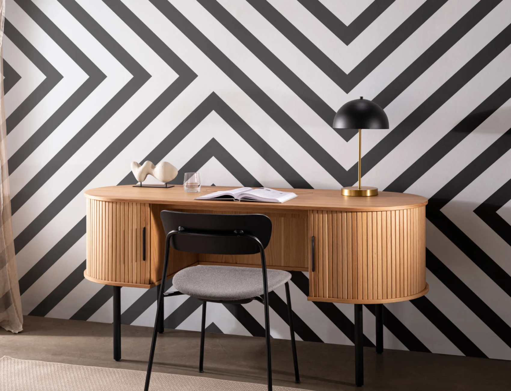 Mona Black & White Striped Wallpaper Mural
