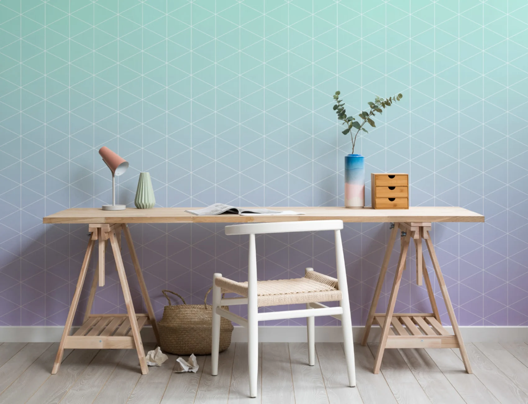 Ocean Drive Patterned Ombre Wallpaper Mural