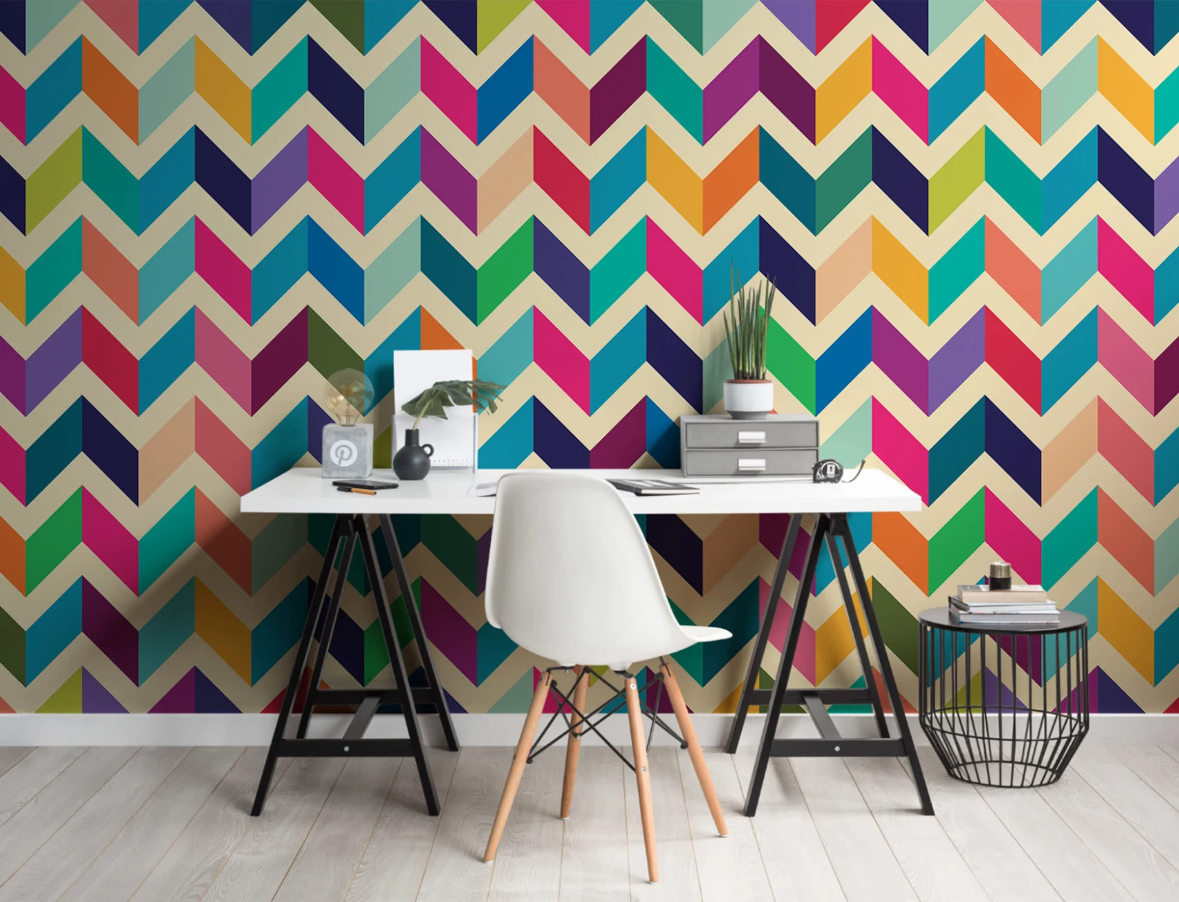 Multi-Colored Zig Zag Pattern Wallpaper Mural