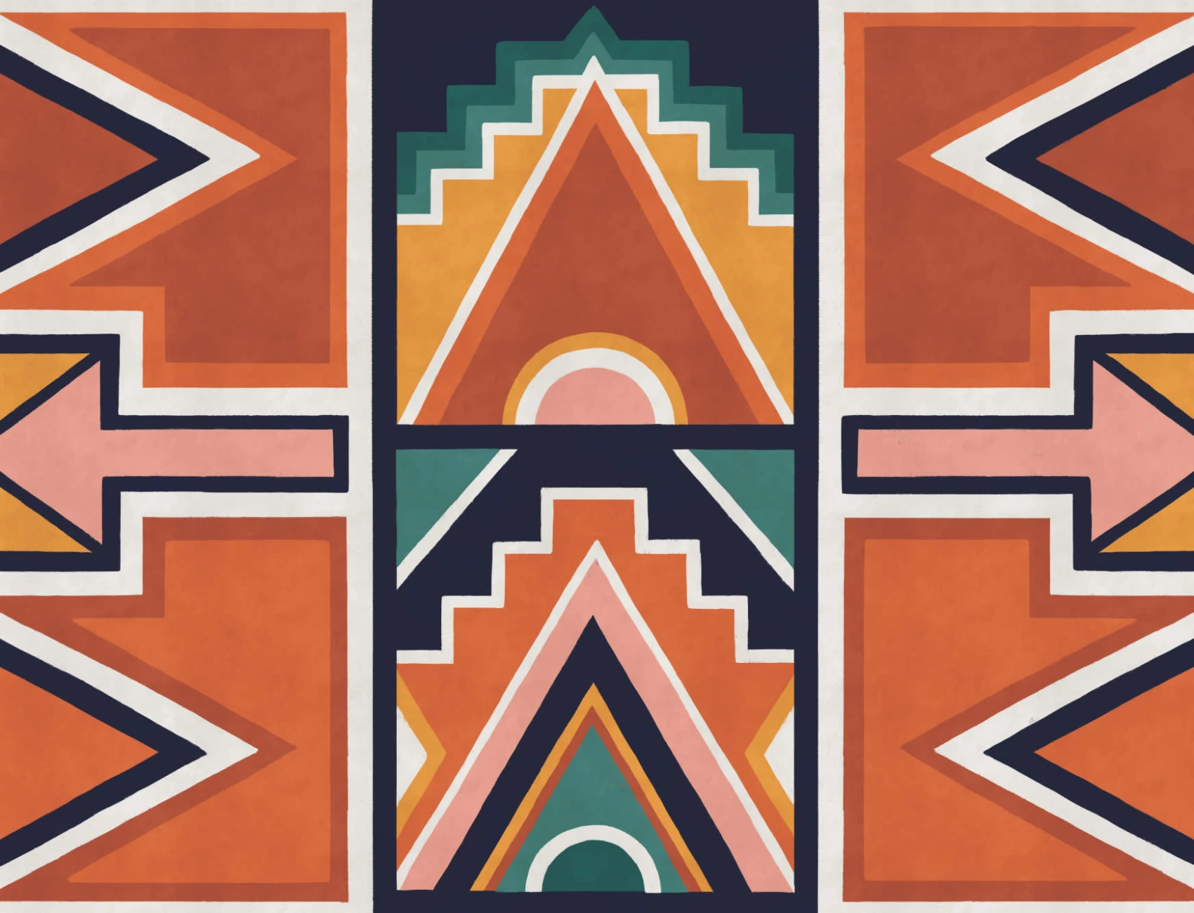Orange & Blue Ndebele Print African Style Wallpaper Mural