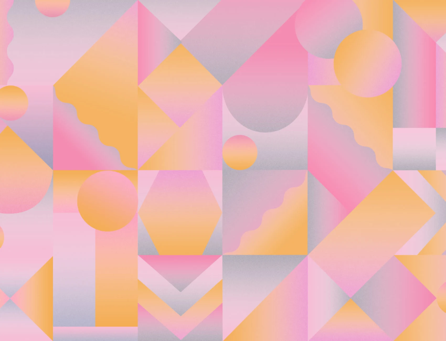 Mural Papel Pintado Degradado con Formas Geométricas Naranja y Rosa