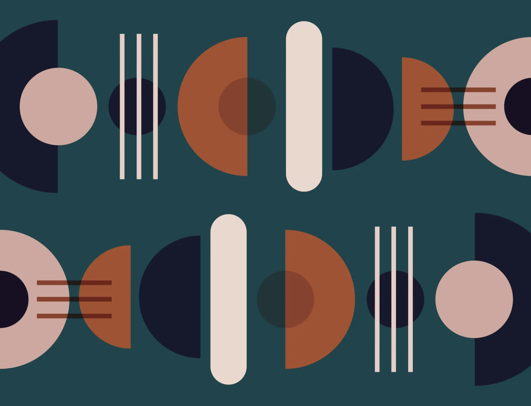 Green & Neutral Mid Century Modern Geometric Wallpaper Mural