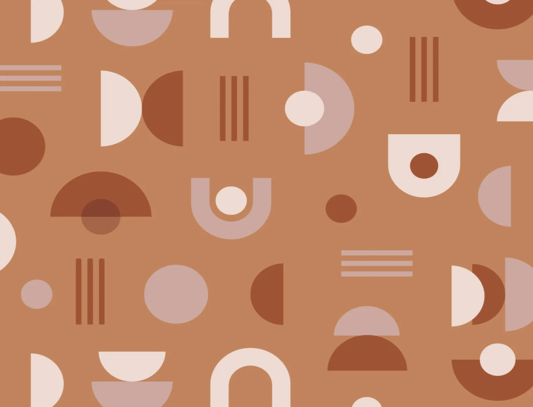 Orange & Neutral Mid Century Modern Geometric Wallpaper Mural