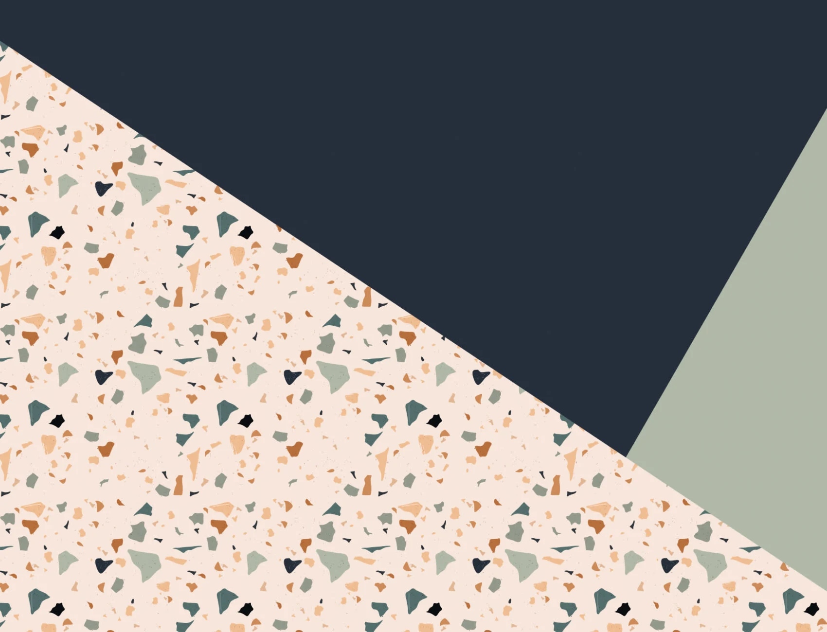 Carta da Parati Forme Geometriche in Blu Verde e Motivo Terrazzo alla Veneziana