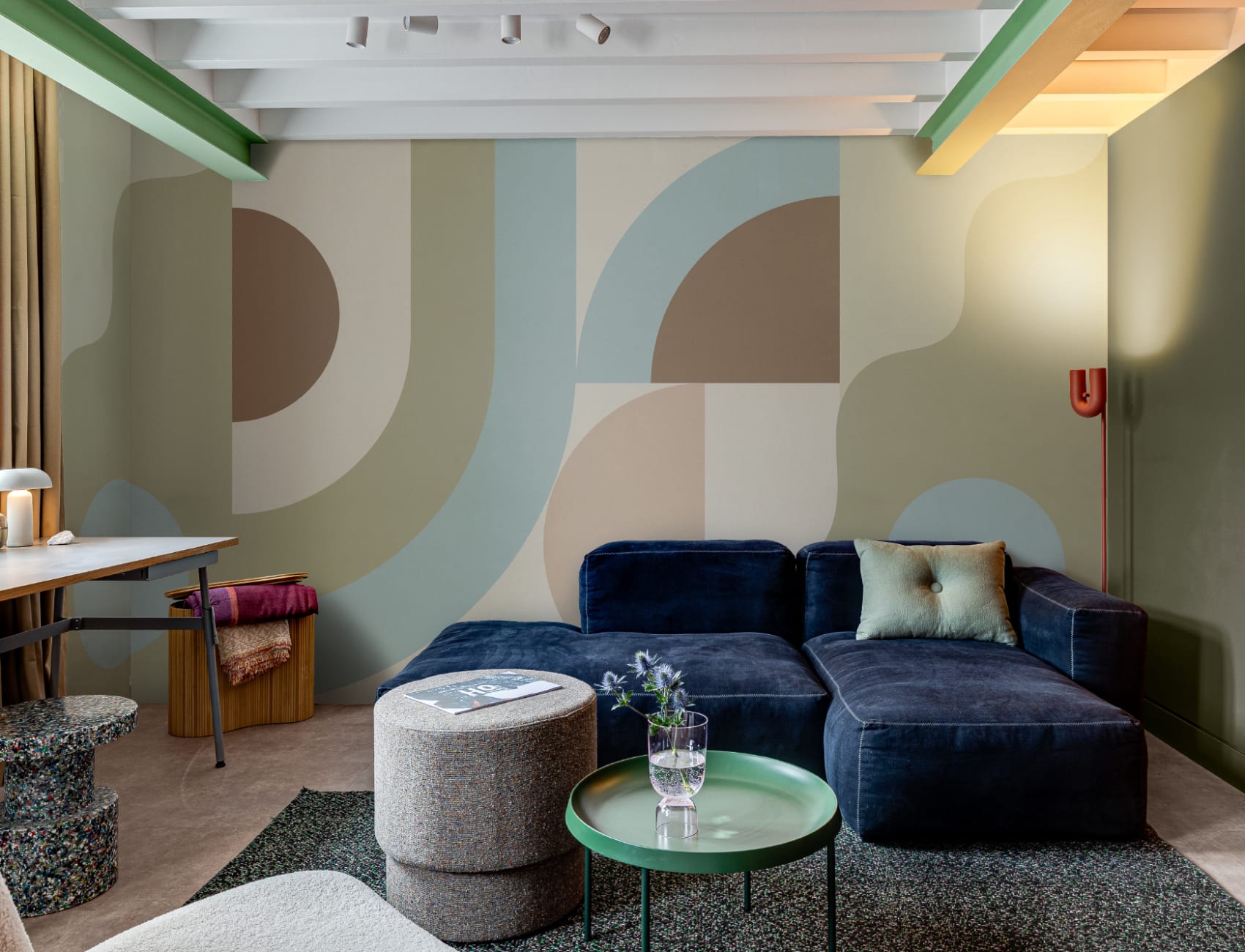 Multicolor Geometric Retro Style Wall Mural