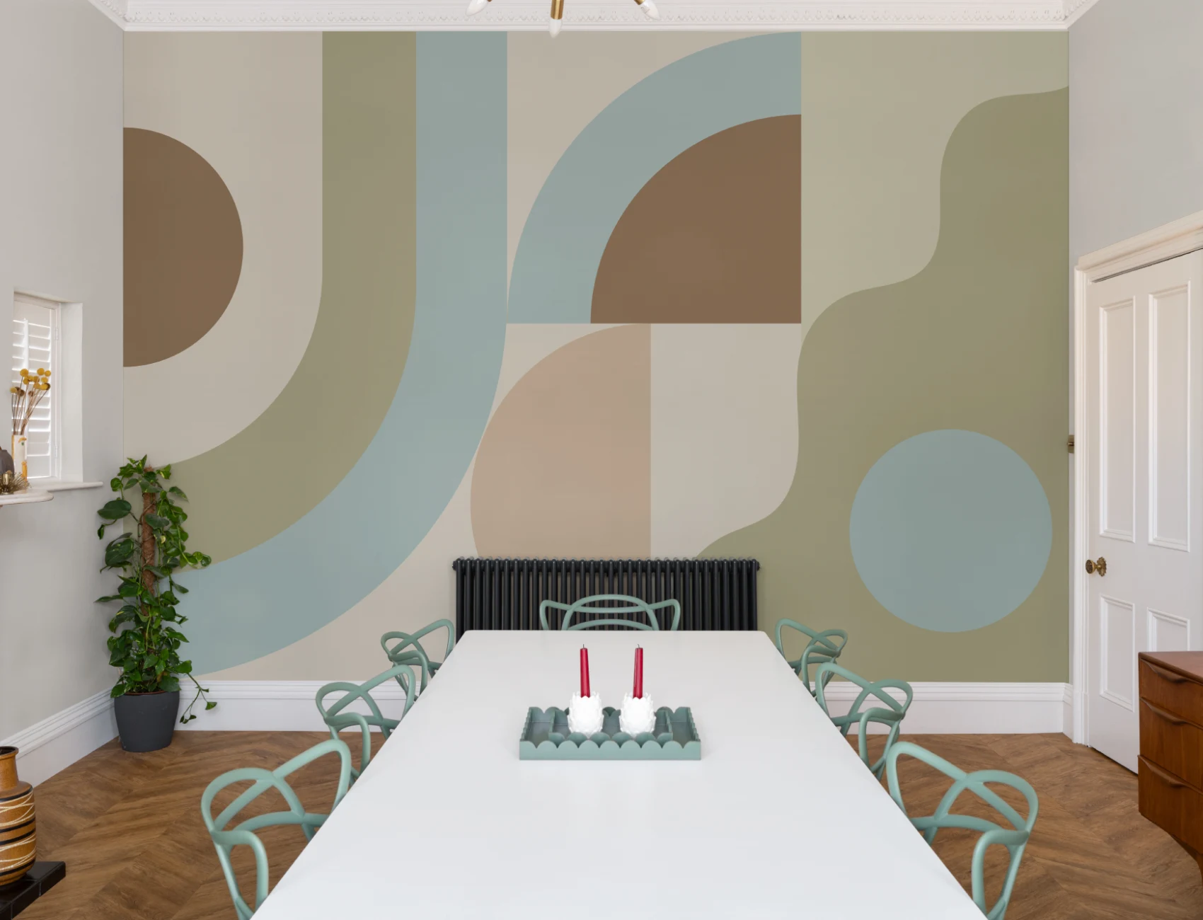 Multicolor Geometric Retro Style Wall Mural