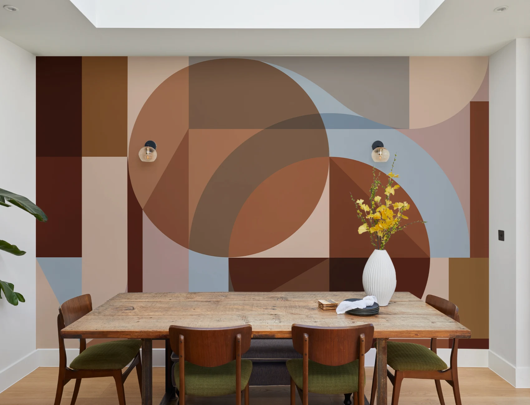 Orange Geometric Retro Vibe Wall Mural