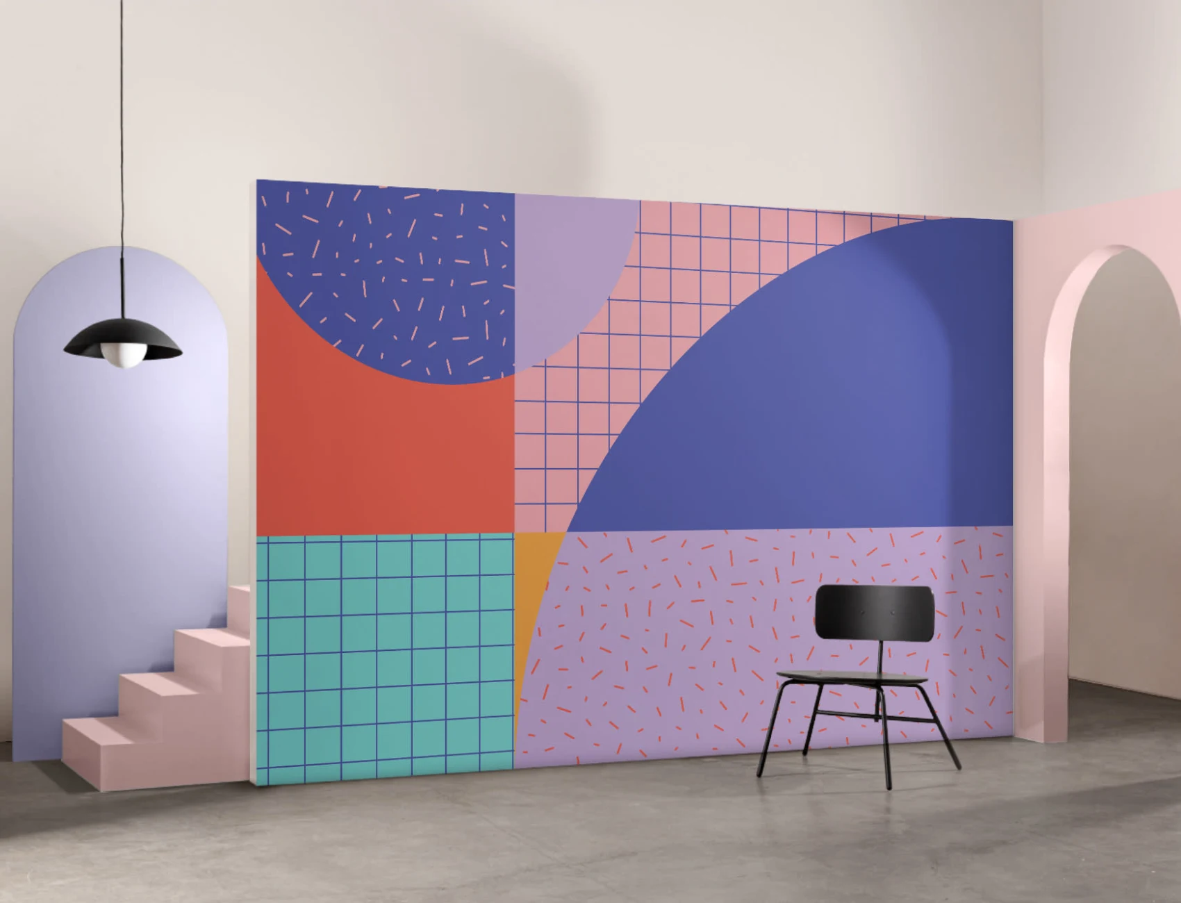 Memphis Style Multicolor Geometric Wallpaper Mural