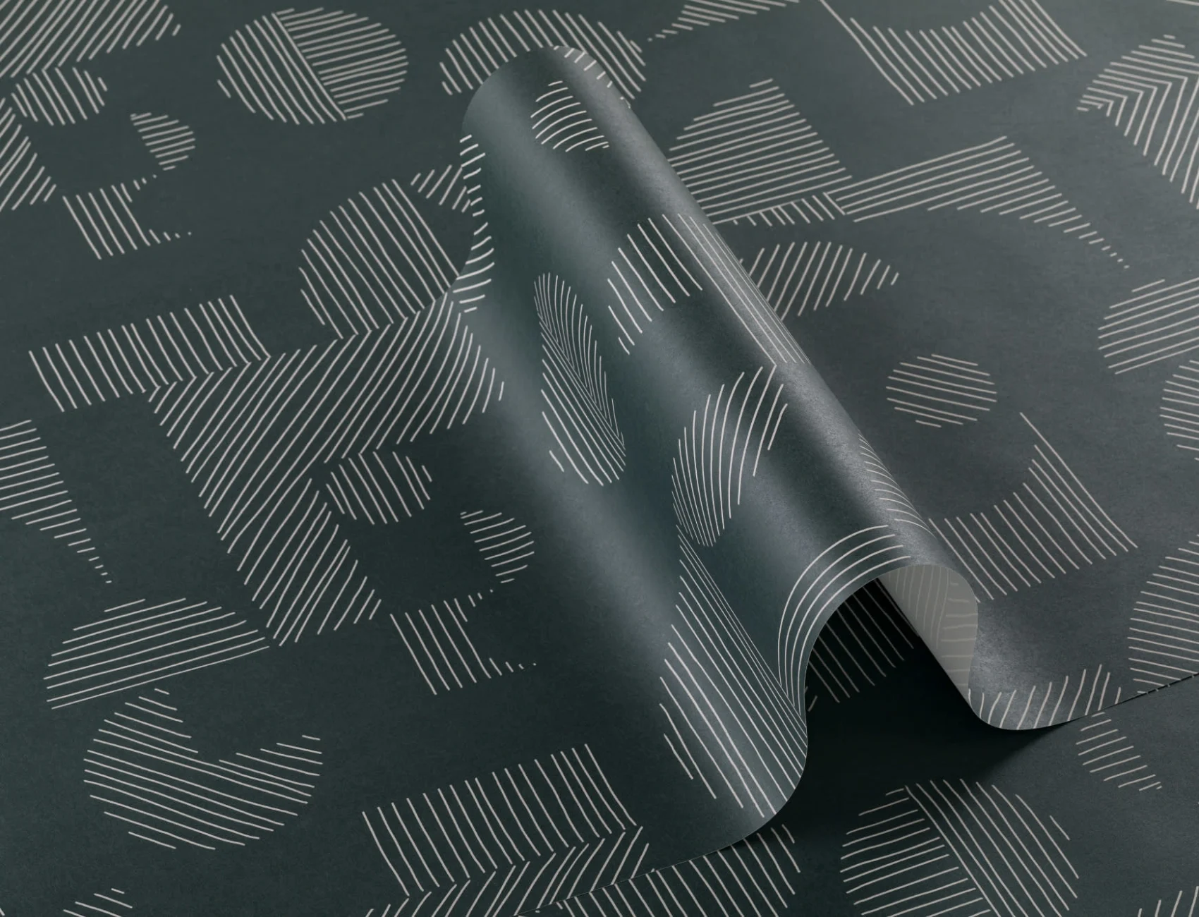 Dark Green Abstract Geometric Lines Repeat Pattern Wallpaper